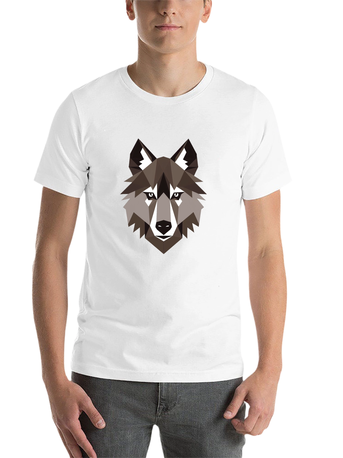 Black Geometric Wolf Graphic Black T-Shirt view 14