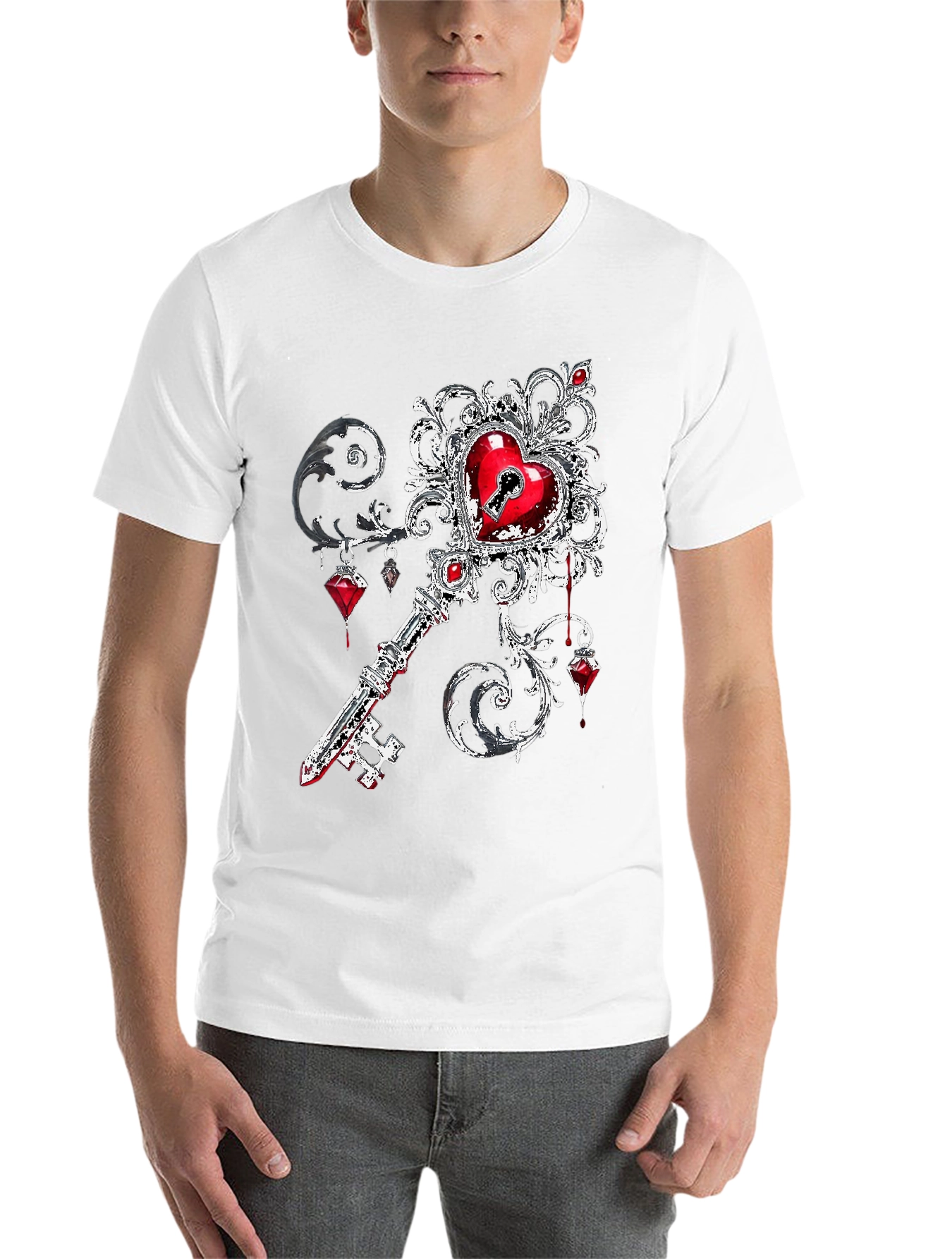 Black Heart Key Graphic Tee view 14