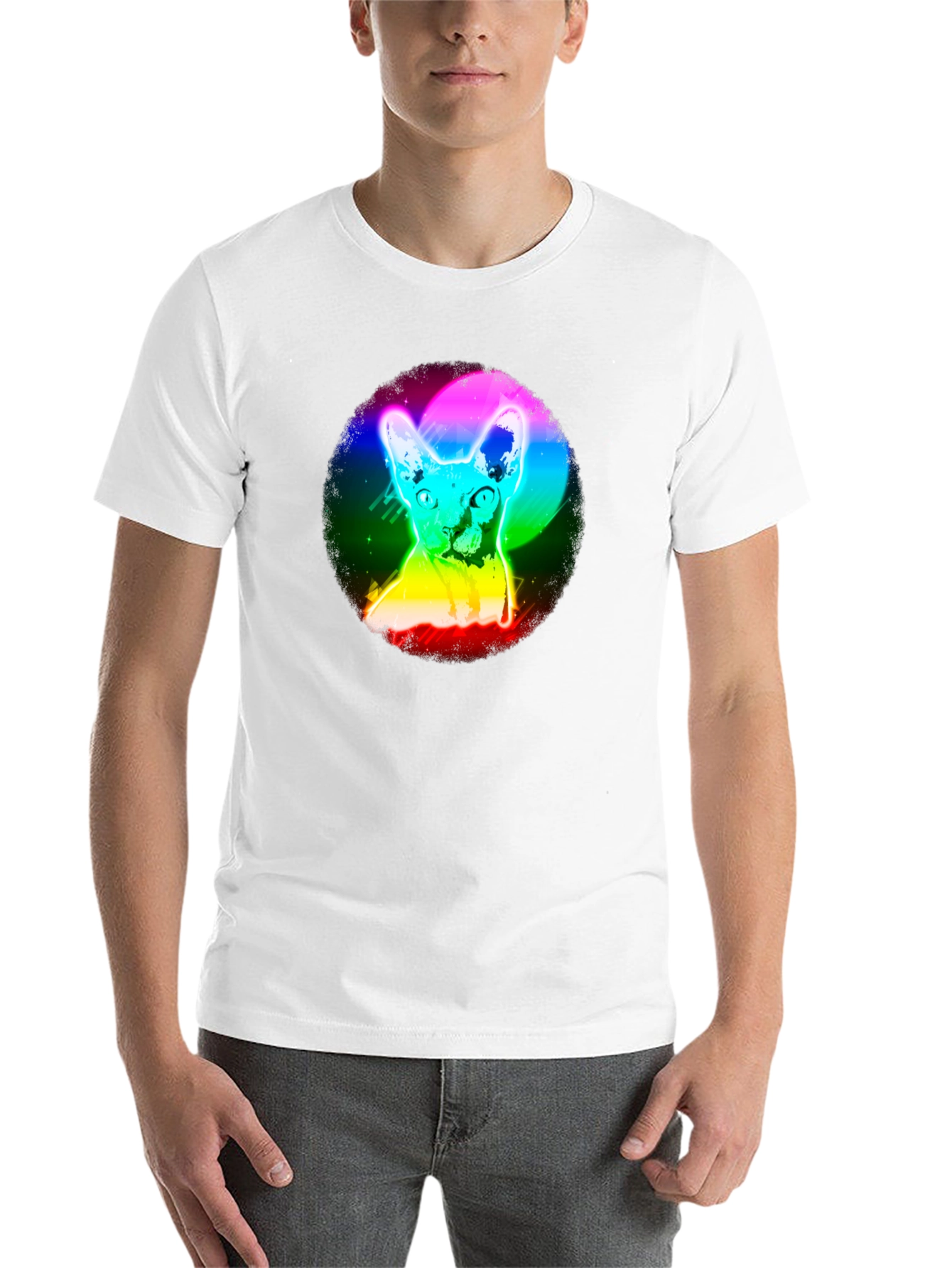 Black Rainbow Cat Graphic Black T-Shirt view 14