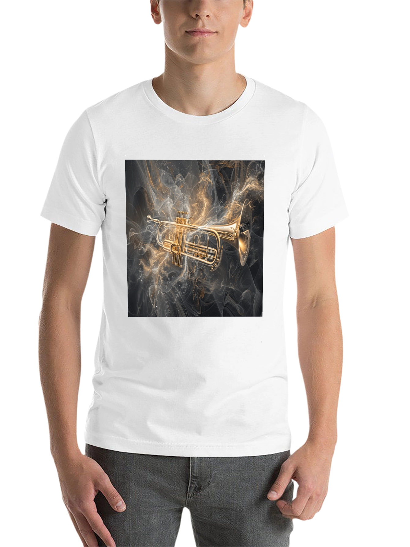 Black Trumpet Graphic Tee - Black Music Lover T-Shirt view 14