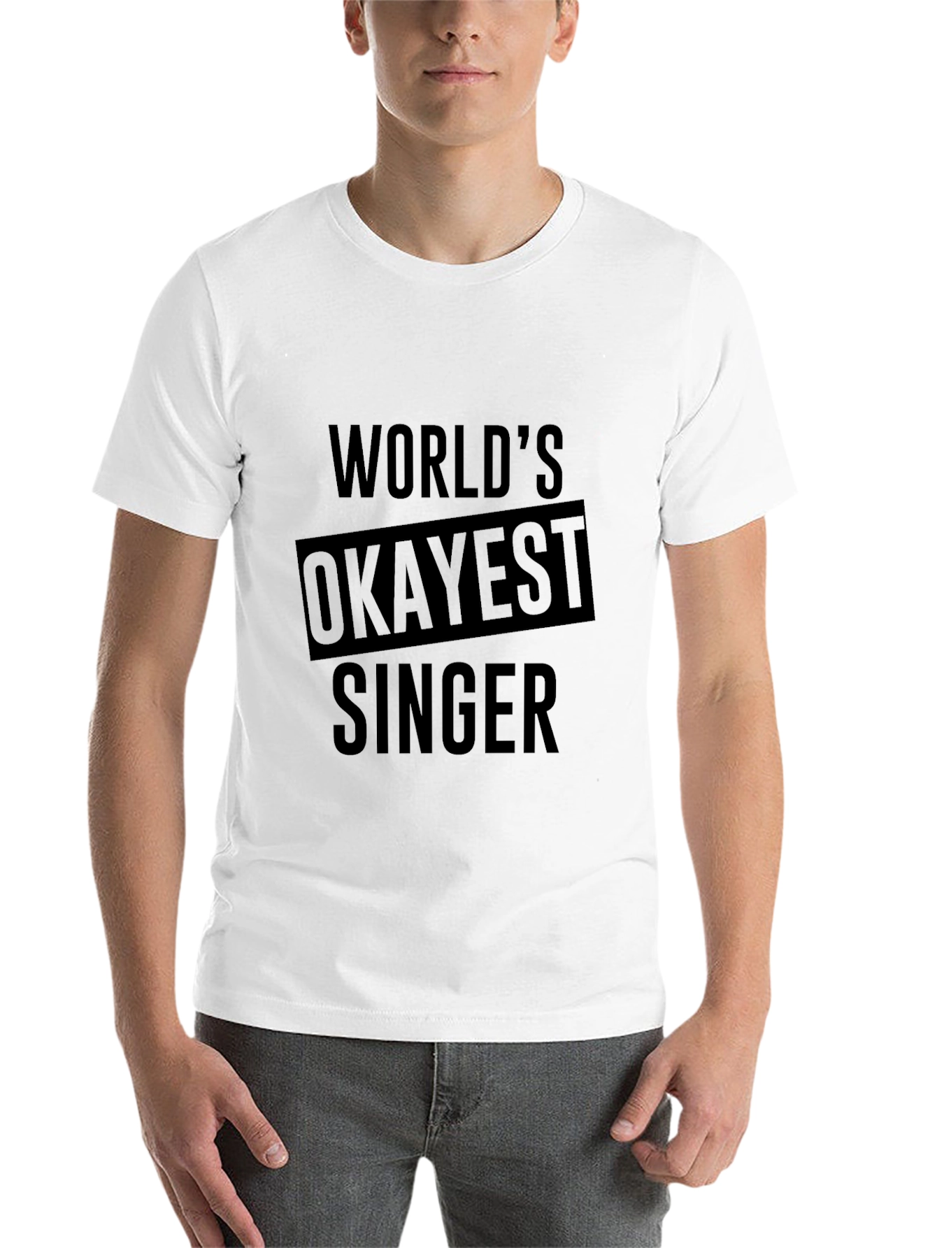 Black World's Okayest Singer - Men's Black Graphic Tee view 14