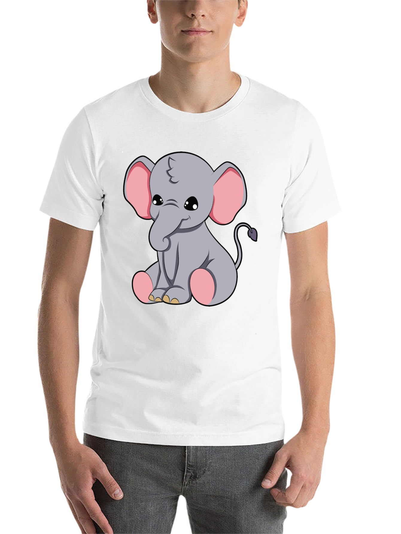 Black Cute Elephant Graphic Tee - Soft Cotton Blend view 14
