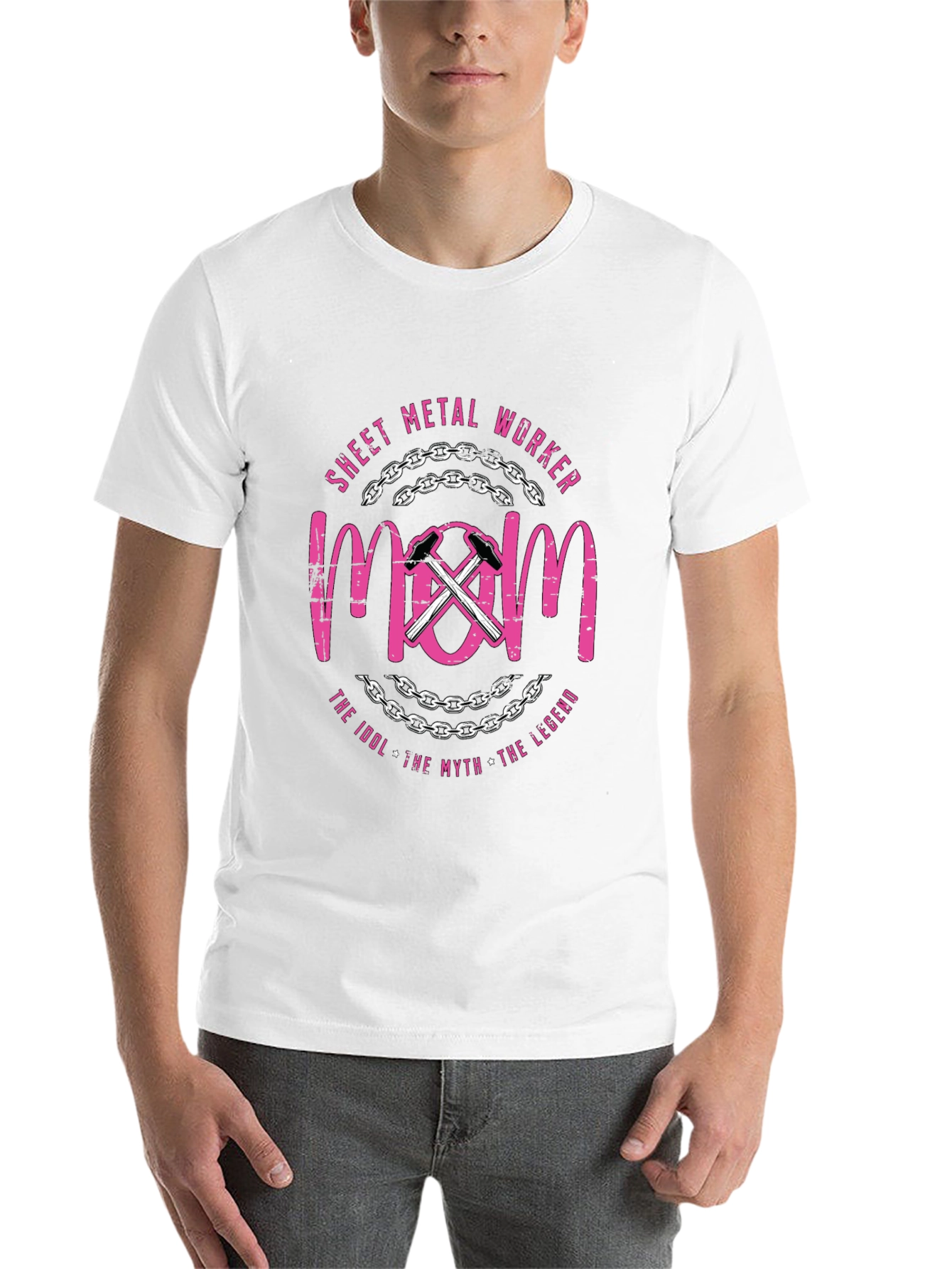 Black Sheet Metal Worker Mom T-Shirt - Pink Graphic Tee view 14