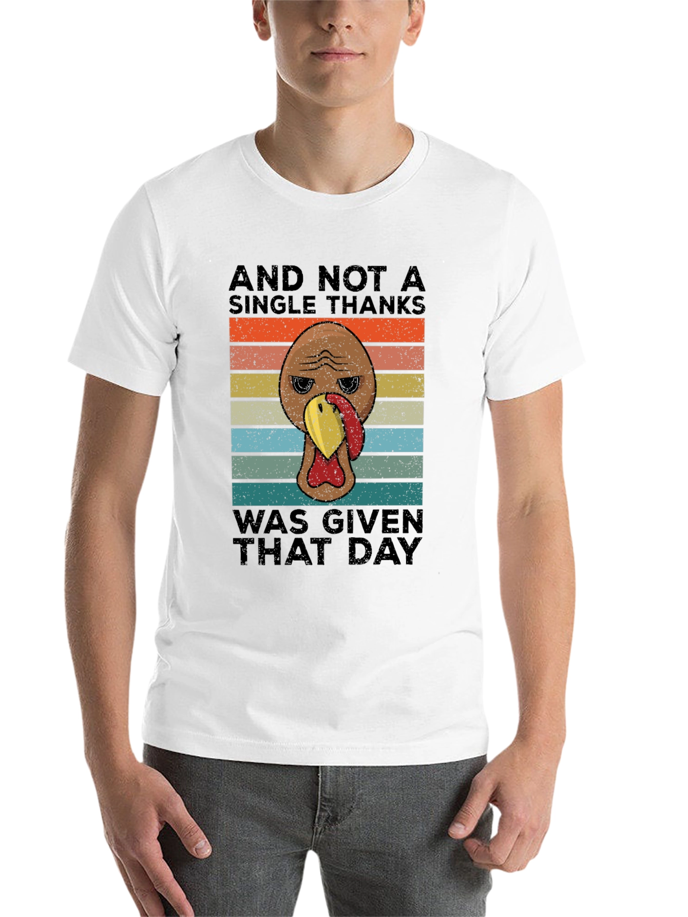 Black Funny Thanksgiving Turkey T-Shirt - No Thanks Given view 14