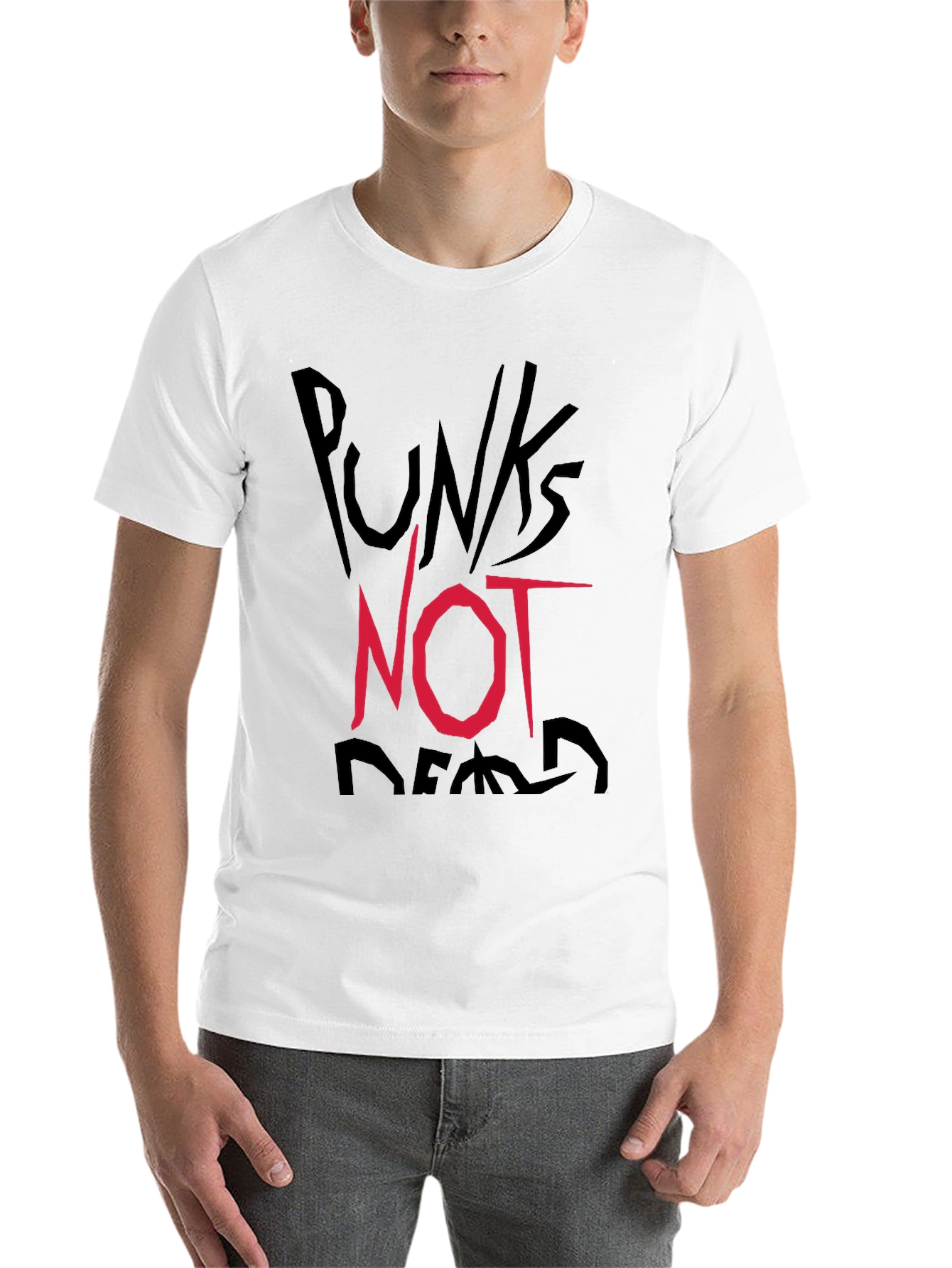 Black Punk's Not Dead Graphic Tee - Black Cotton Casual Shirt view 14