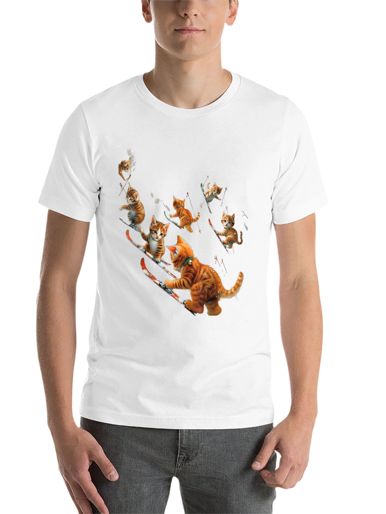 Black Skiing Cats Graphic Tee view 14