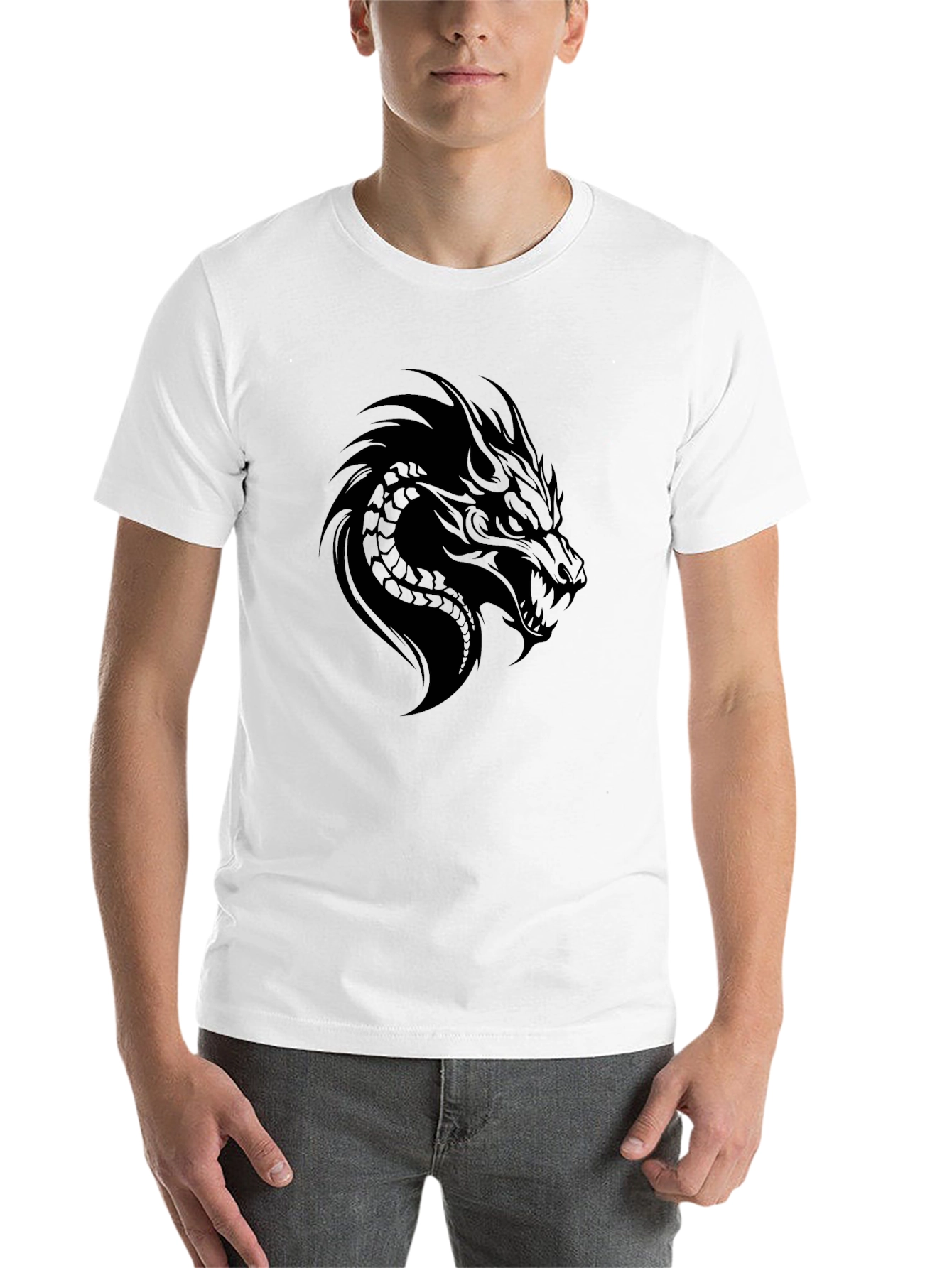 Black Dragon Graphic Black T-Shirt for Men view 14