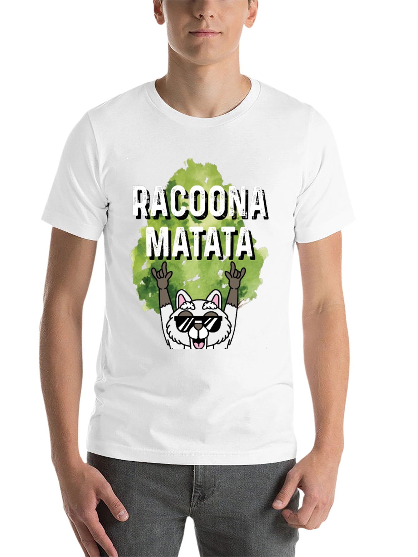 Black Racoona Matata Graphic Tee - Funny Raccoon T-Shirt view 14