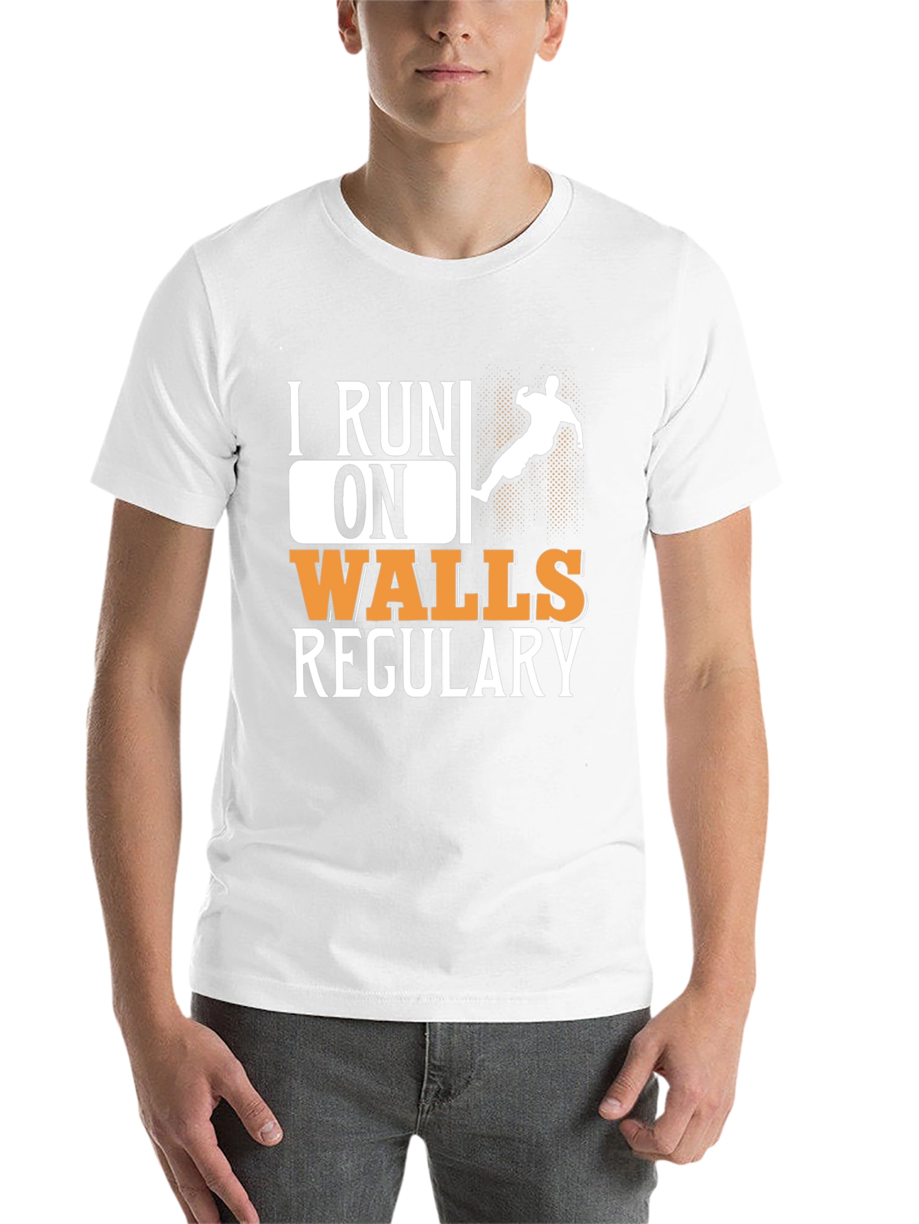 Black I Run On Walls Regularly T-Shirt view 14