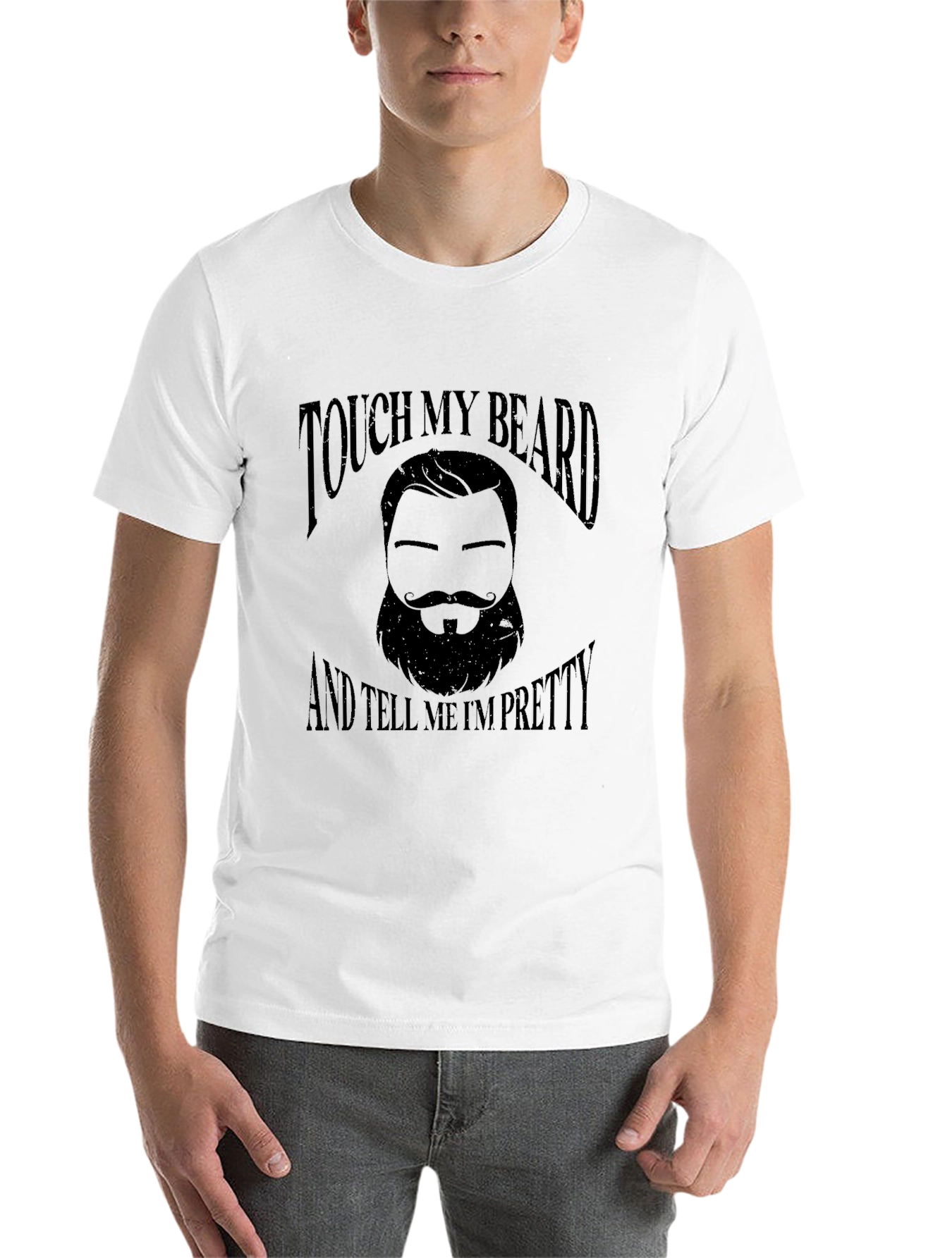 Black Touch My Beard Funny Graphic Tee view 14