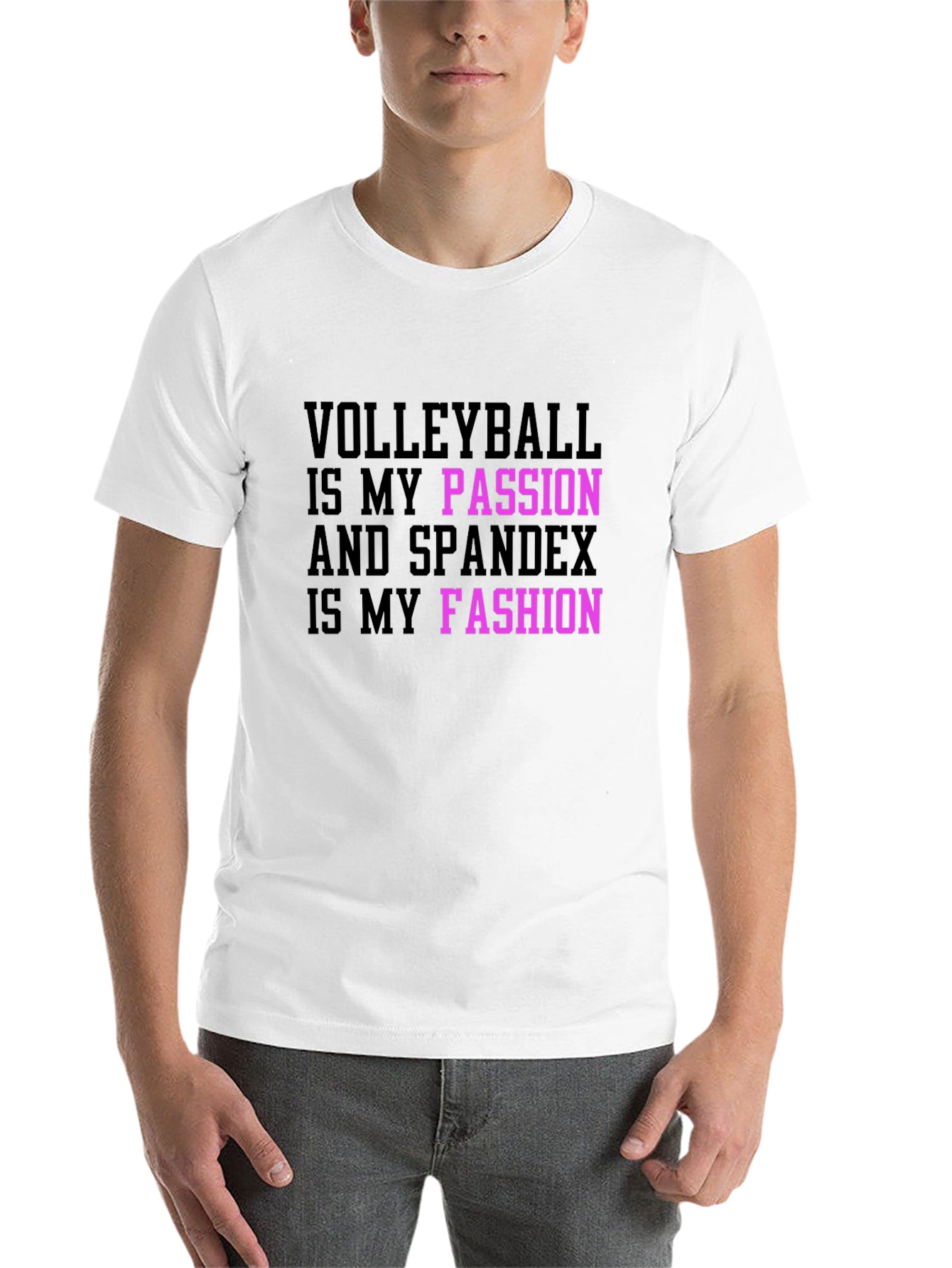Black Volleyball Passion Spandex Fashion T-Shirt view 14