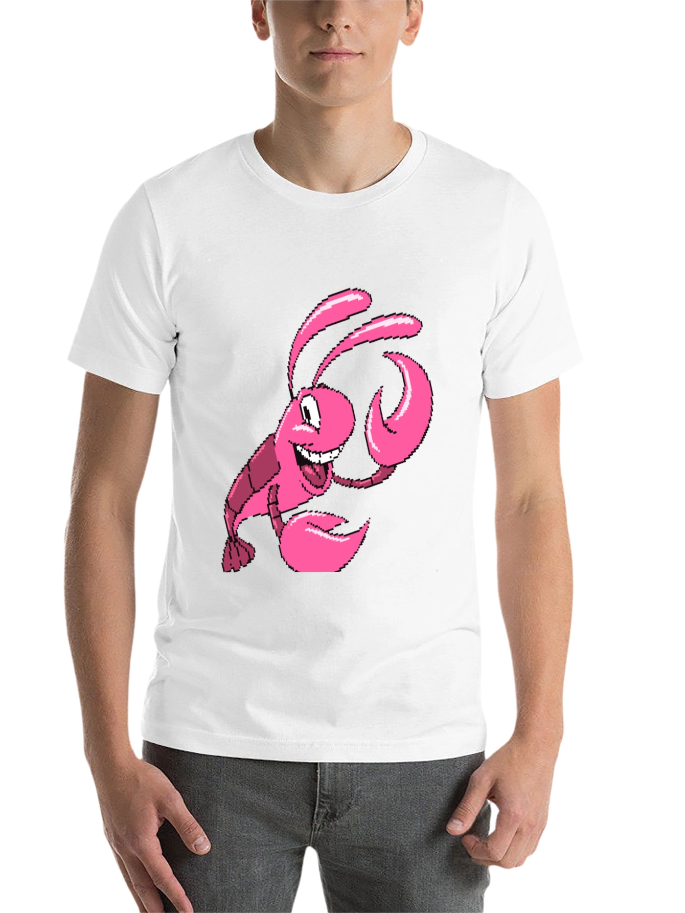 Black Pink Lobster Graphic Tee - Quirky Novelty T-Shirt view 14