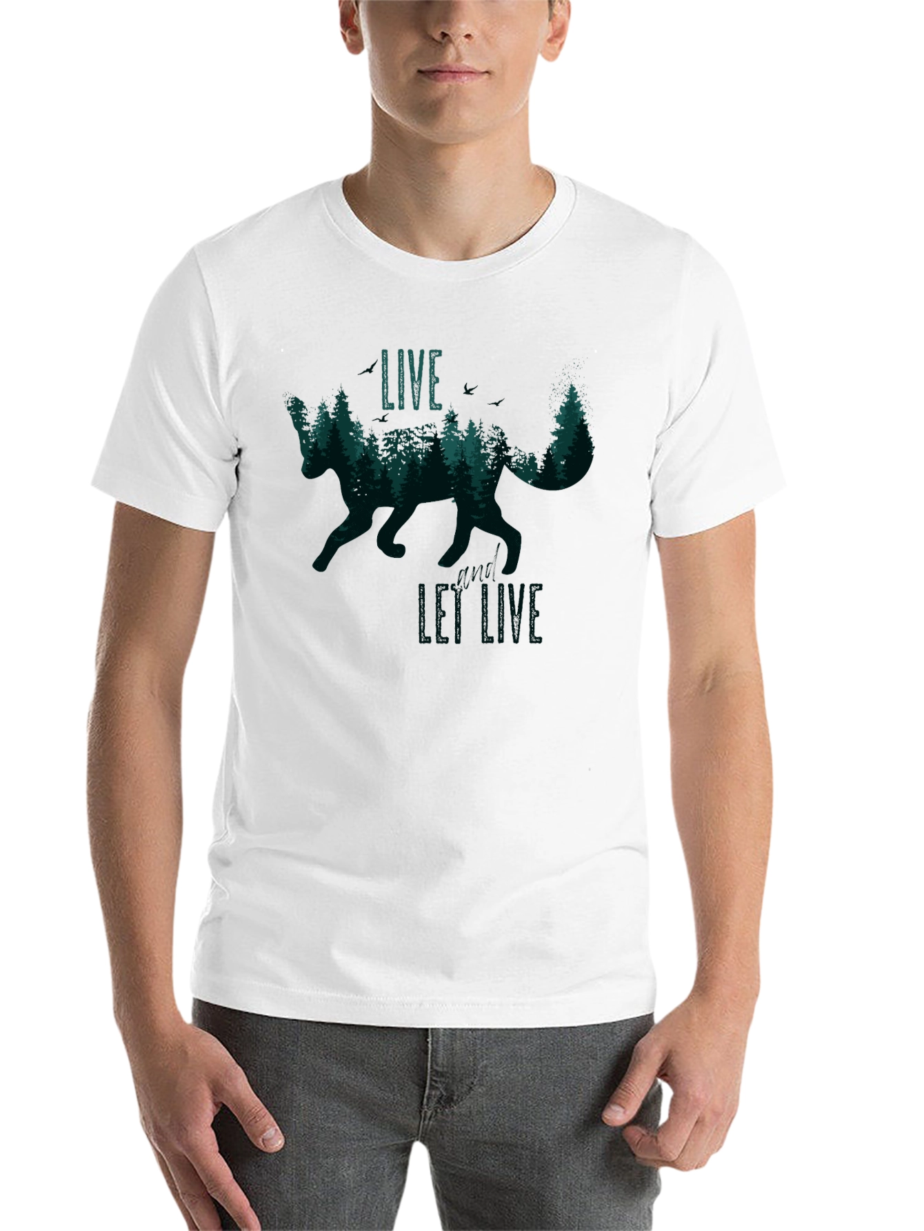 Black Live and Let Live Fox Graphic T-Shirt view 14