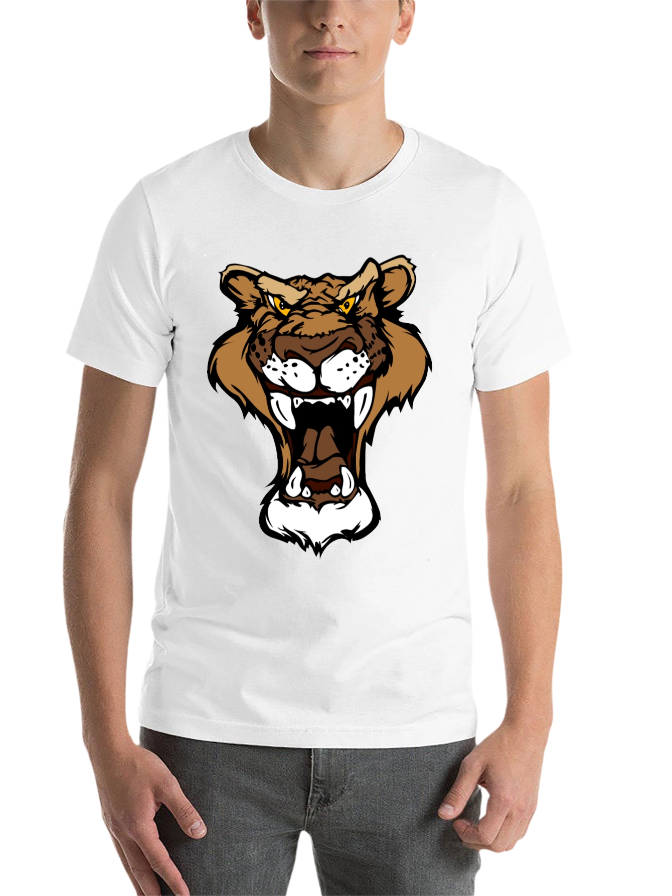 Black Roaring Mountain Lion Graphic T-Shirt view 14