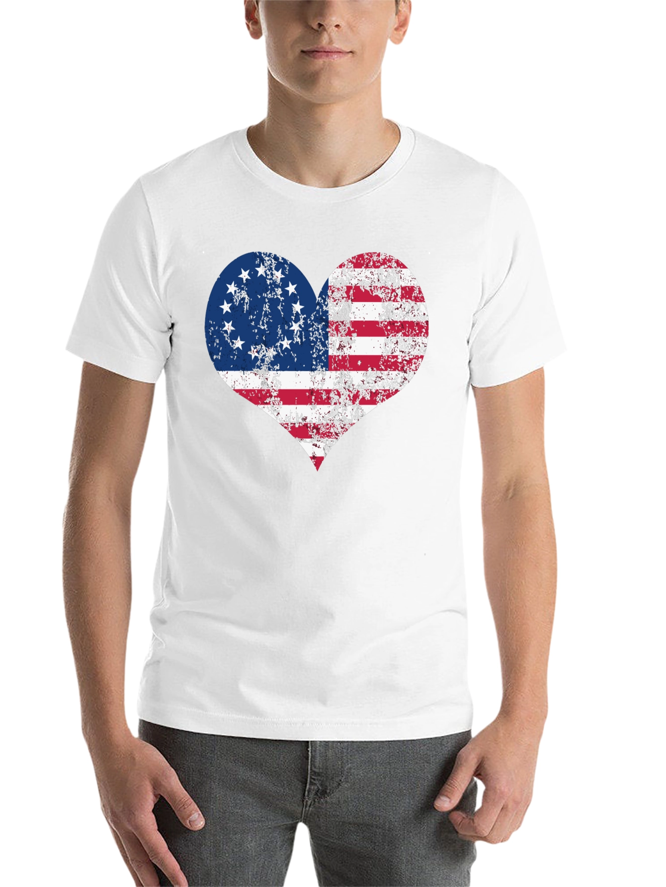 Black Patriotic Heart T-Shirt - USA Flag Design view 14