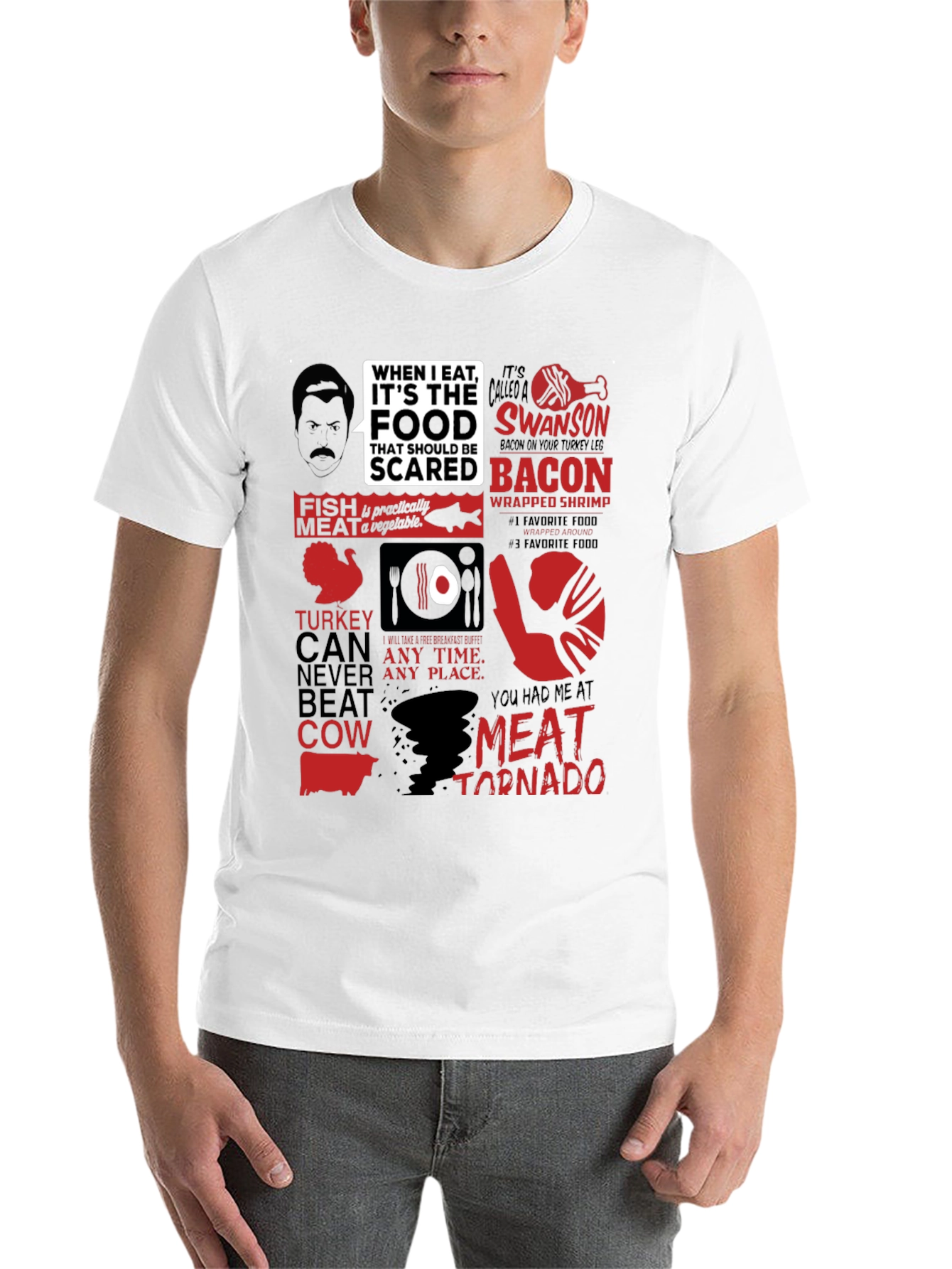 Ron Swanson Food T-Shirt - Meat Tornado Humor Tee - 14