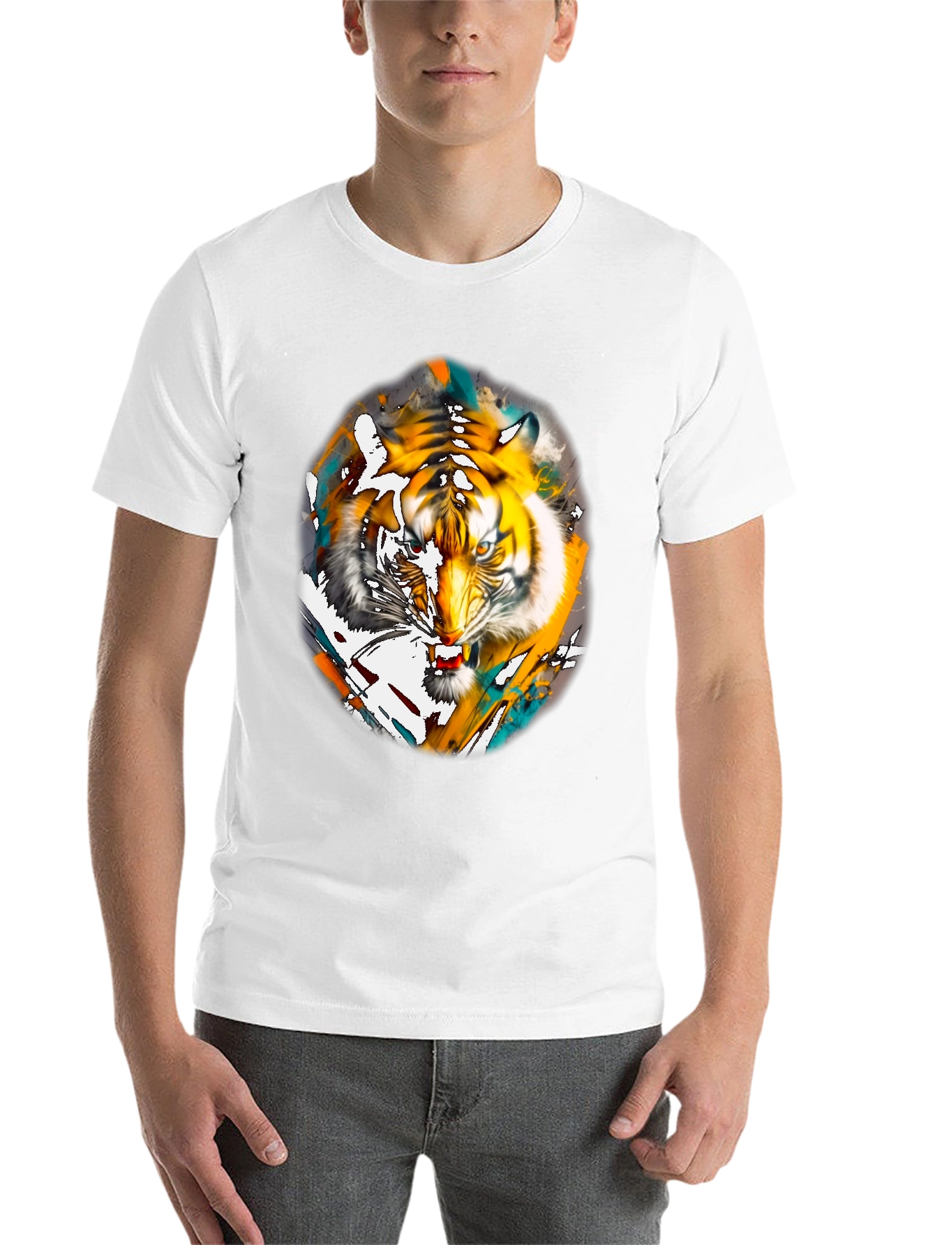 Black Tiger Graphic Print Black T-Shirt view 14
