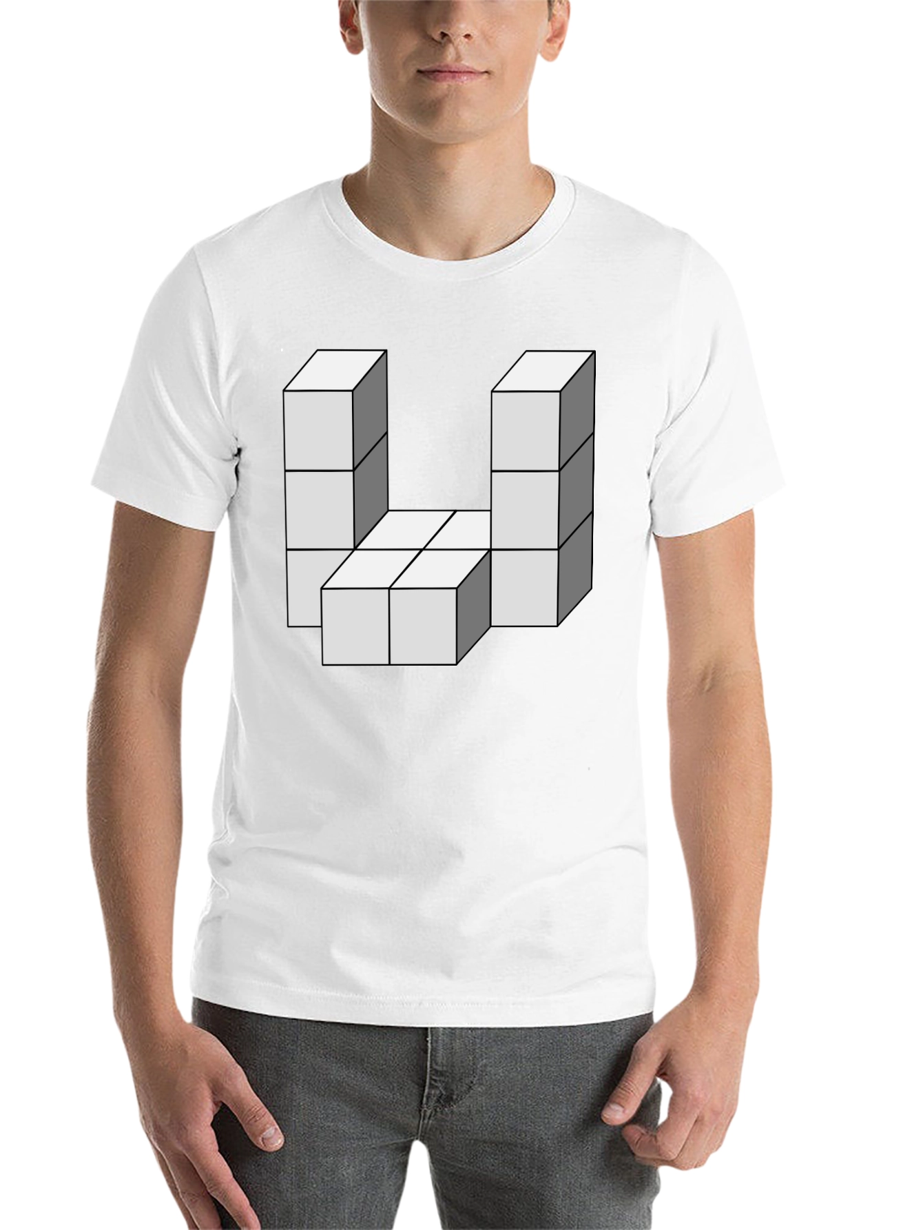 Black Optical Illusion Block Graphic Tee view 14