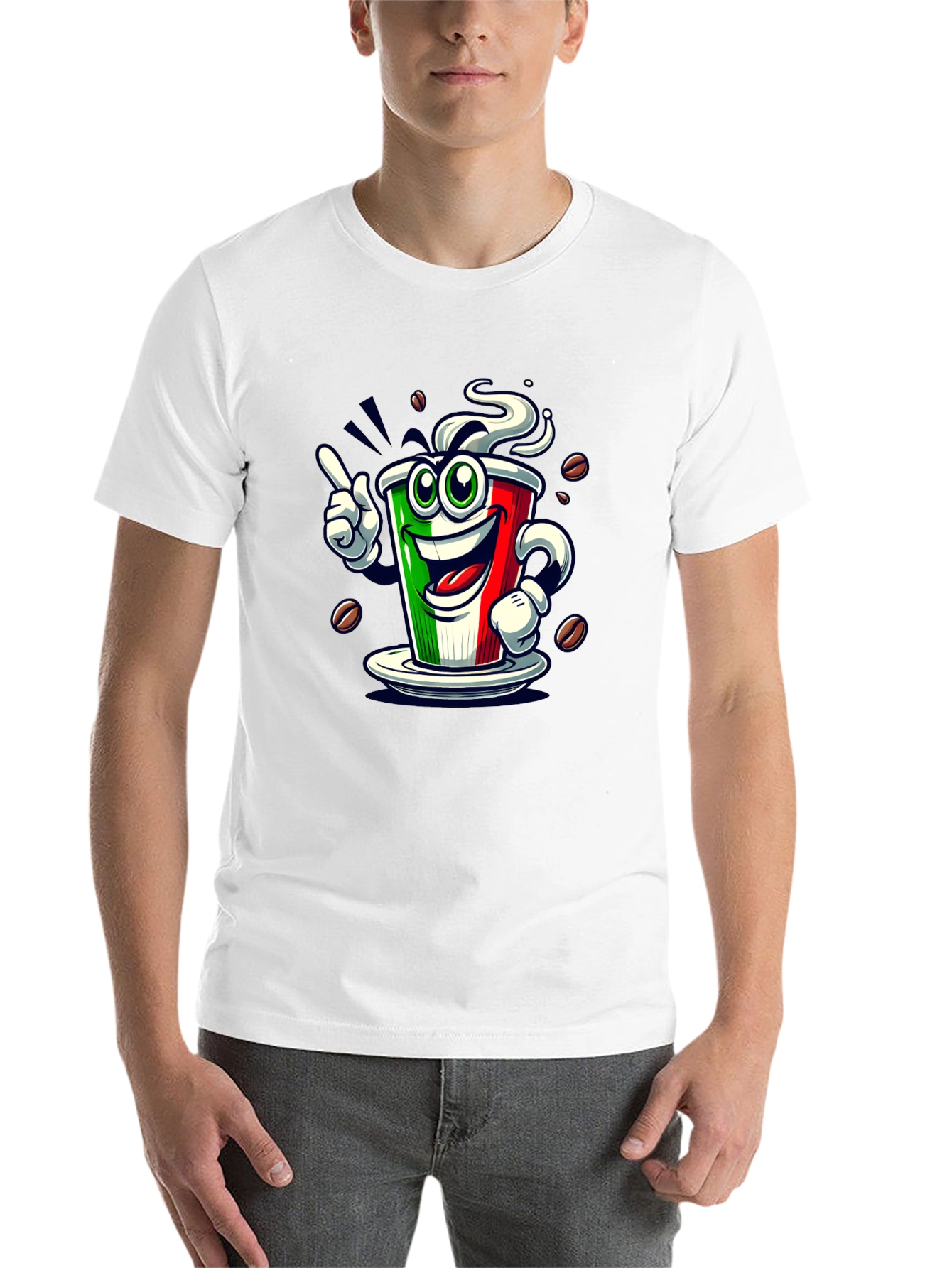 Black Italian Flag Coffee Graphic Tee - Fun Novelty Shirt view 14