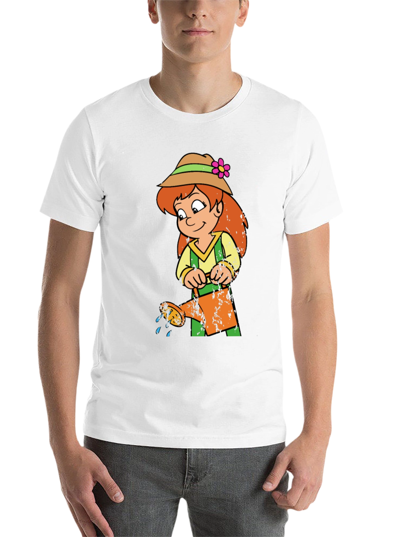 Black Cartoon Gardener Graphic T-Shirt view 14