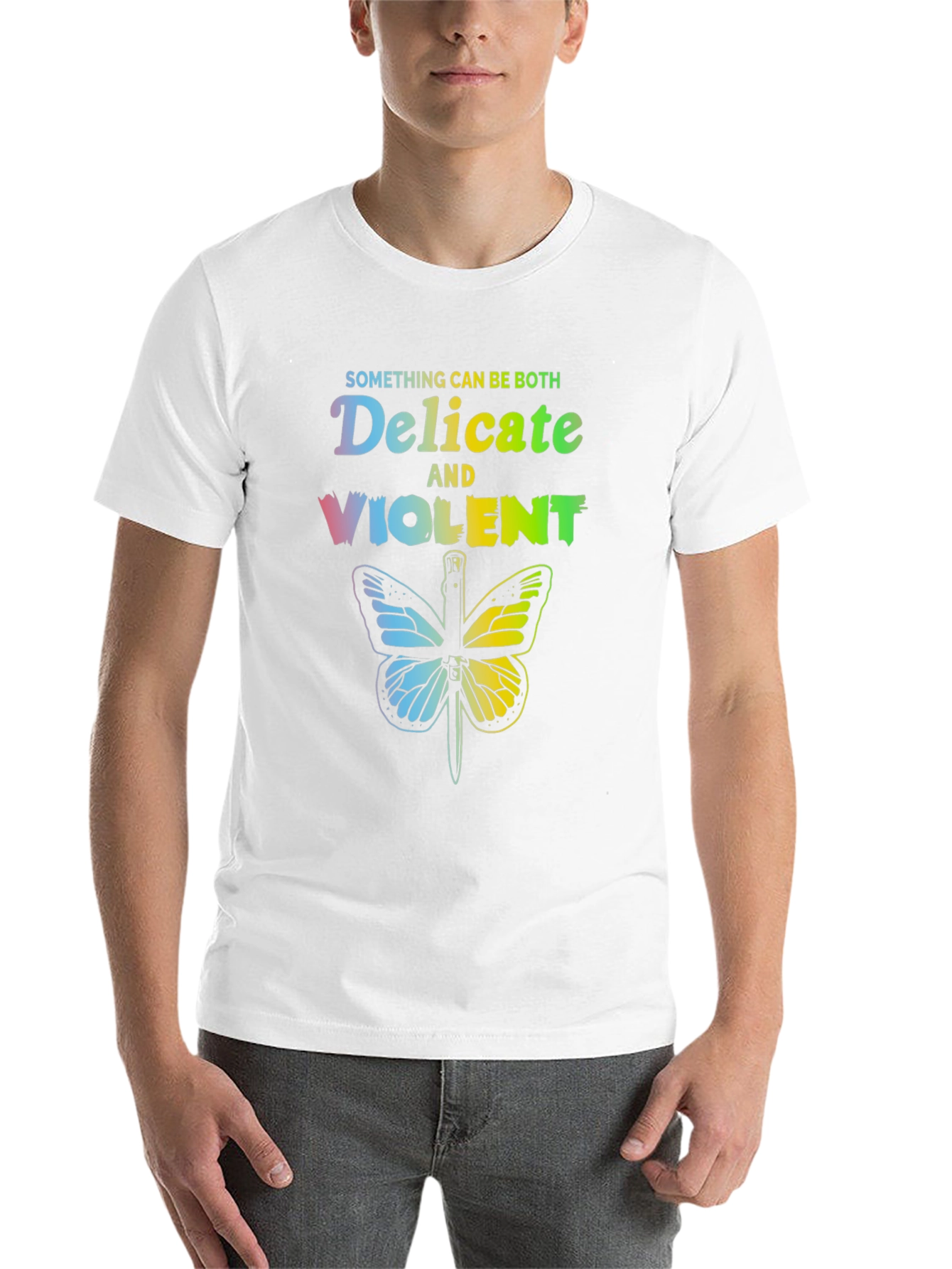 Black Delicate & Violent Butterfly T-Shirt - Unisex Cotton Tee view 14