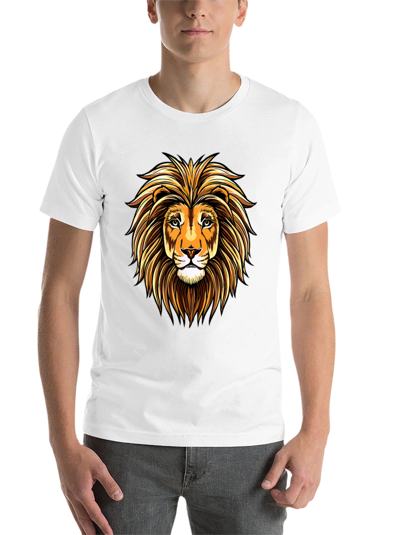 Black Lion Head Graphic Tee - Mens Black T-Shirt view 14