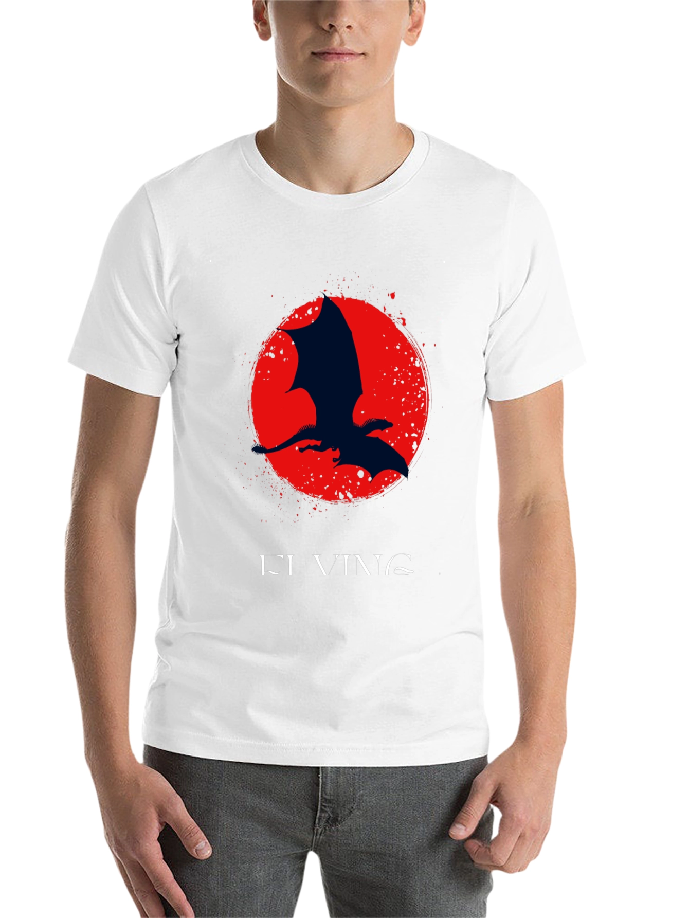 Black Dragon Silhouette Graphic Print Crew Neck Tee view 14