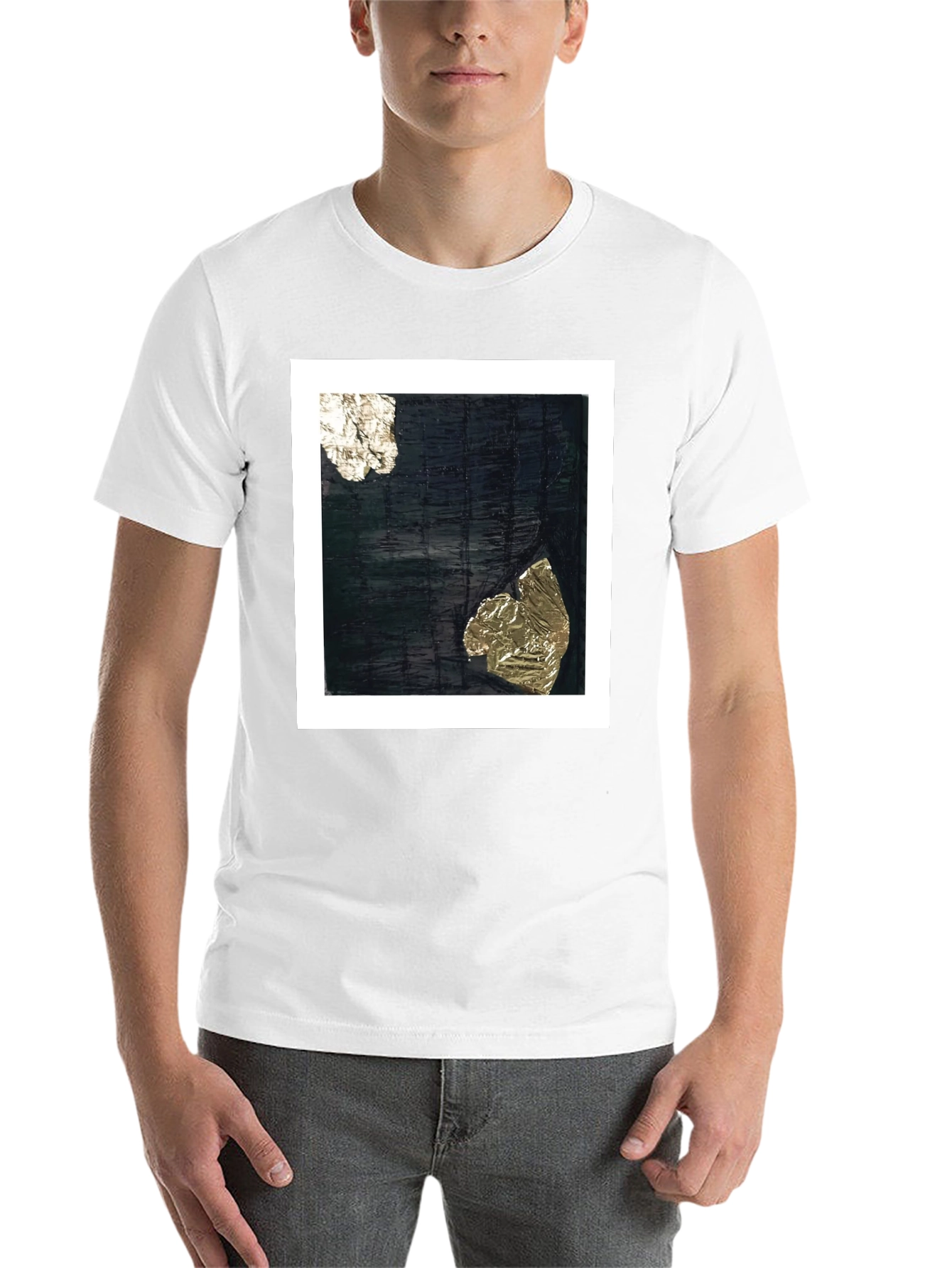 Black Abstract Art Tee - Black Cotton Crew Neck T-Shirt view 14