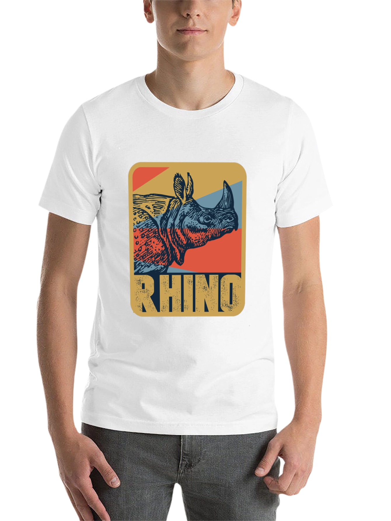 Black Retro Rhino Graphic T-Shirt - Cool Wildlife Tee view 14