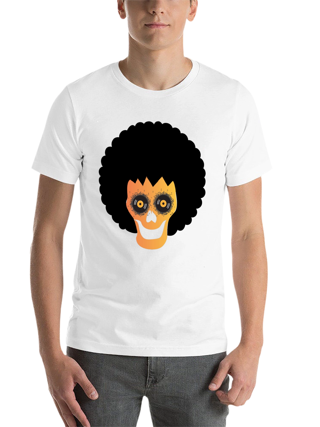 Black Afro Skull Graphic Tee - Spooky Fun! view 14