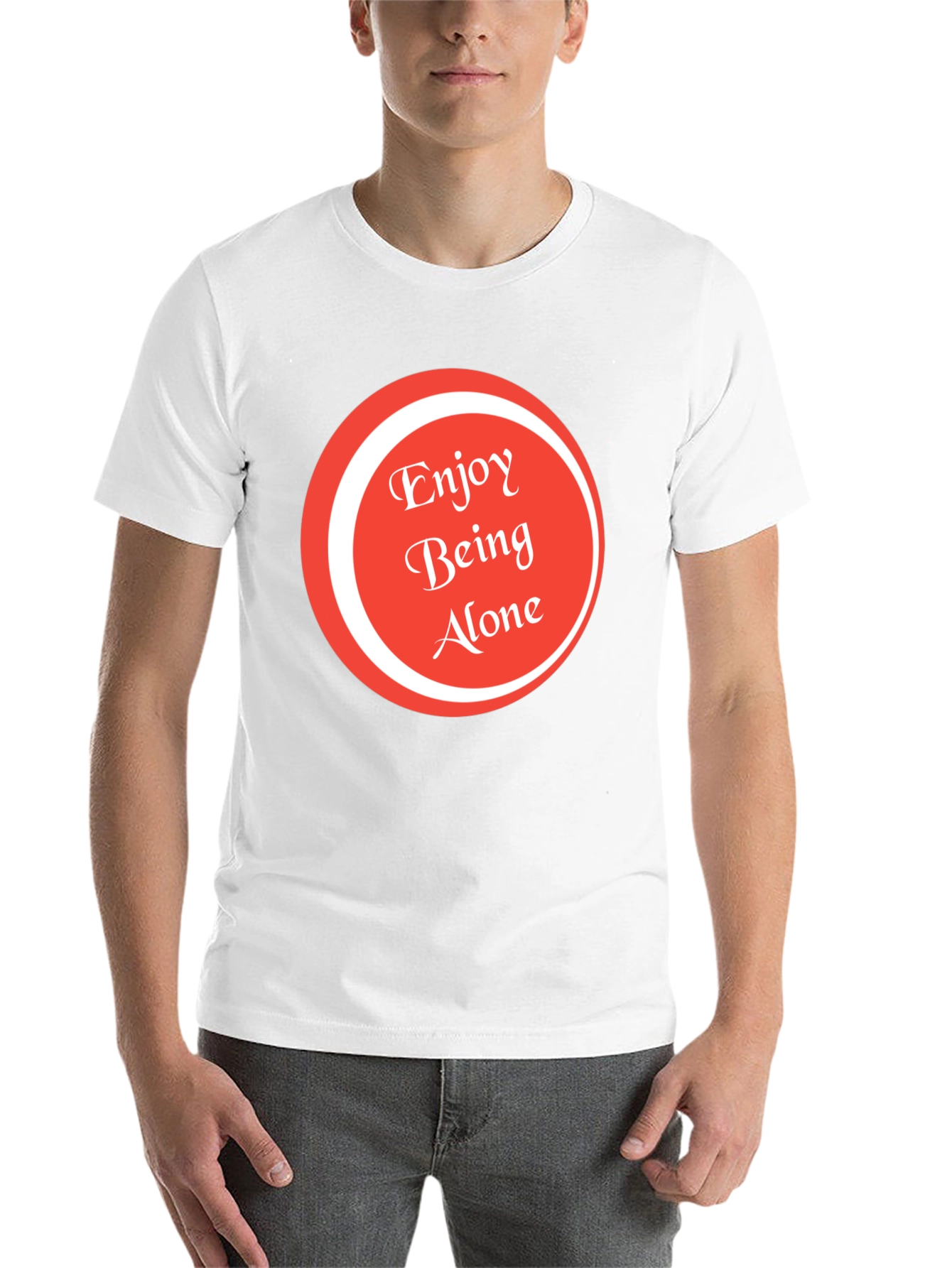 Black Enjoy Being Alone Graphic Tee - Soft Cotton view 14