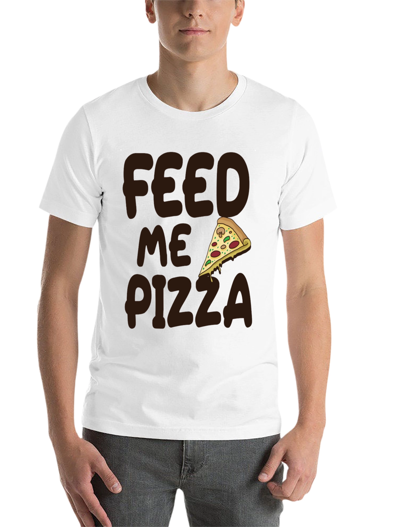 Black Feed Me Pizza Graphic Tee - Funny Food Lover Shirt view 14