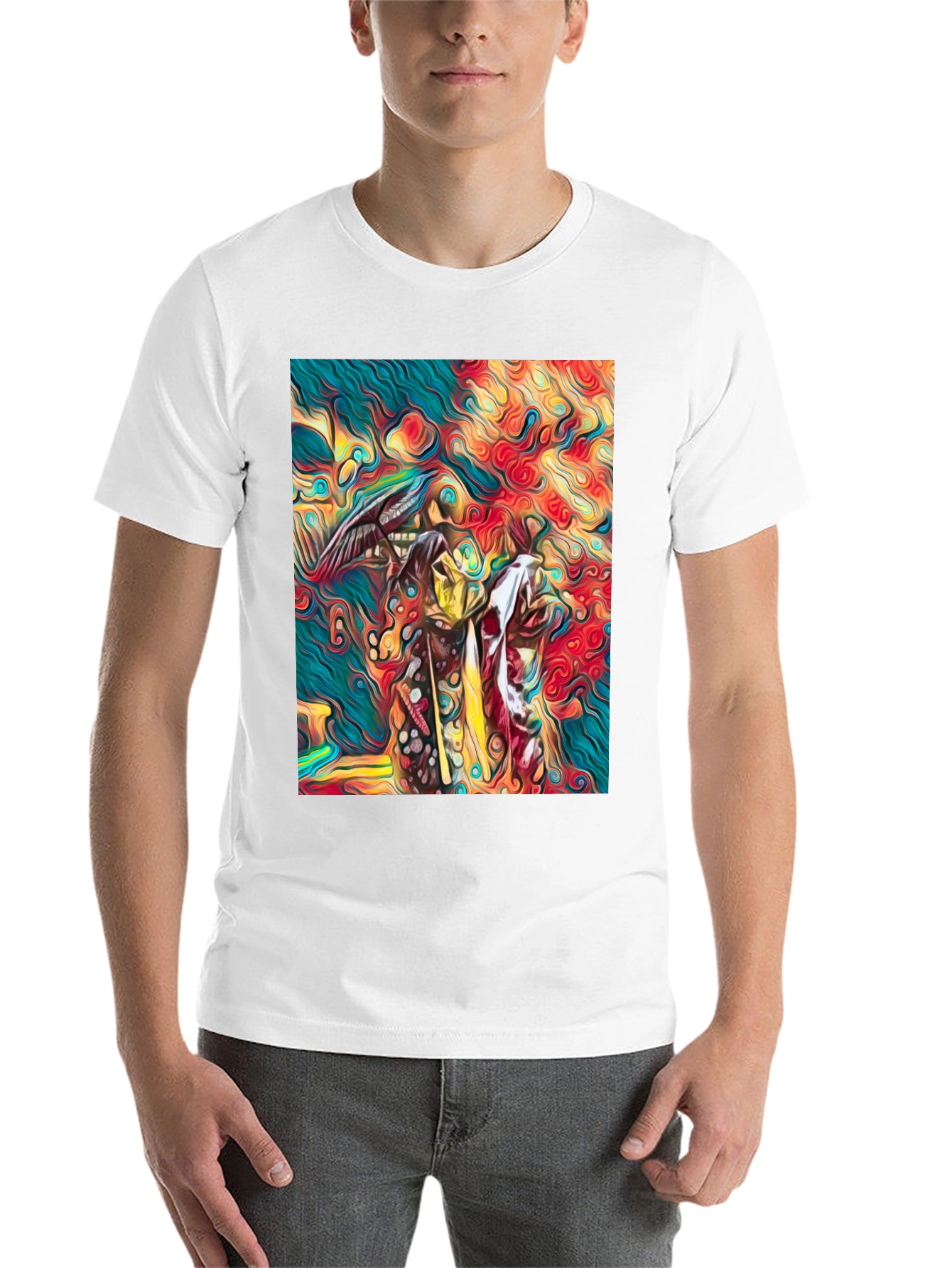 Black Abstract Art Graphic Tee - Vivid Colors, Unique Design view 14