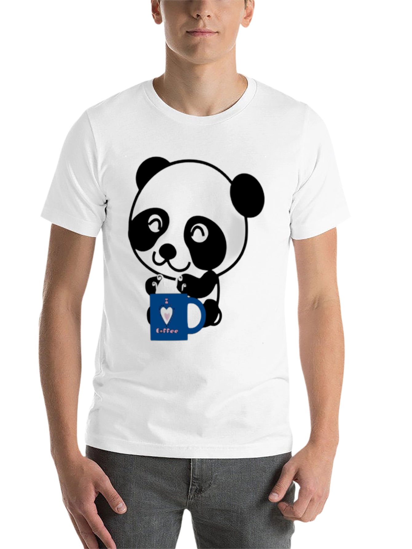 Black Cute Panda Bear I Love Coffee Graphic T-Shirt view 14
