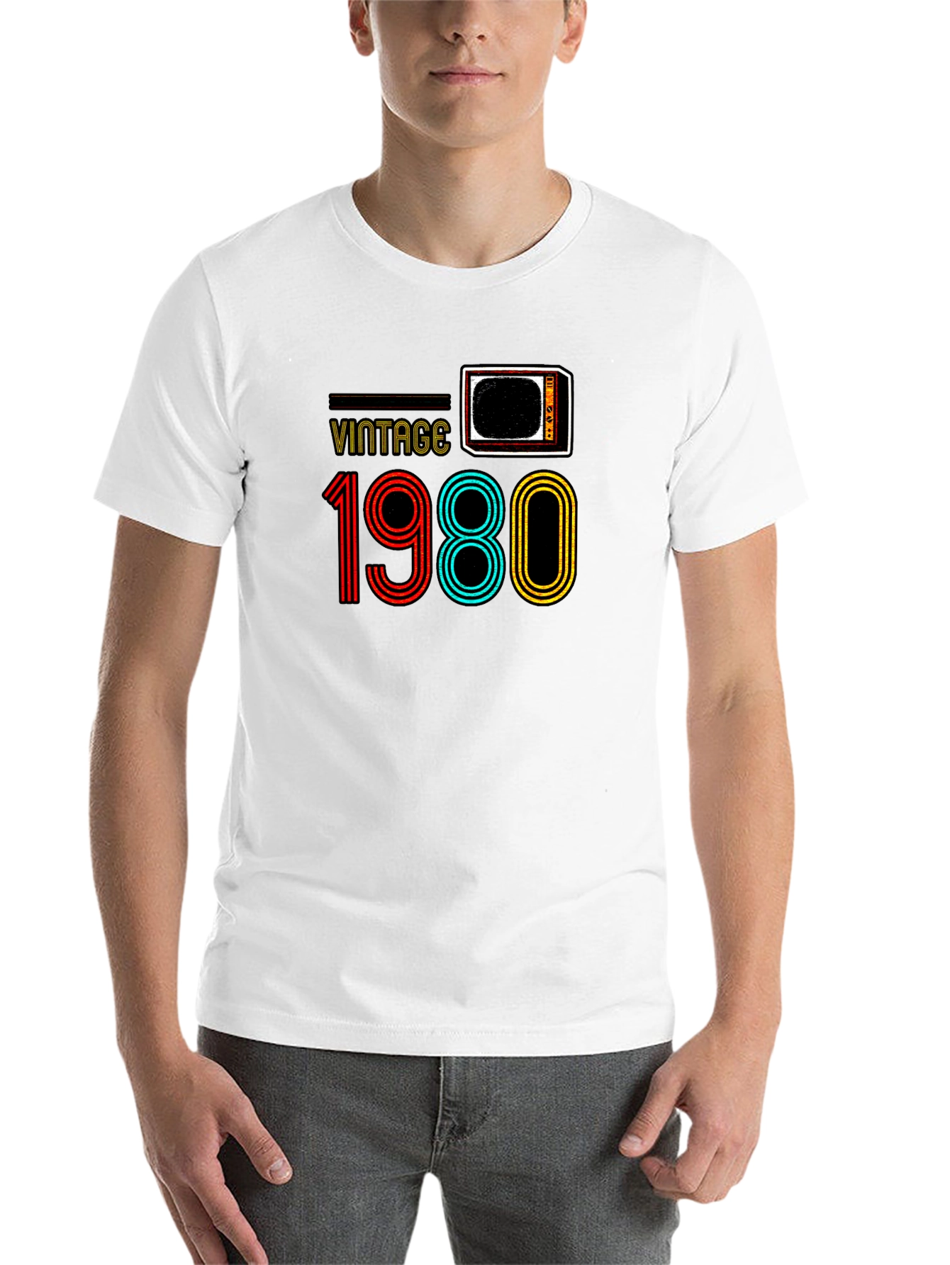 Black Vintage 1980 Retro TV T-Shirt view 14