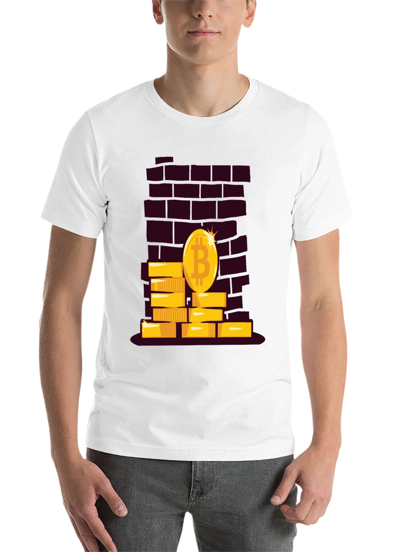 Black Bitcoin Brick Wall Tee - Crypto Currency T-Shirt view 14