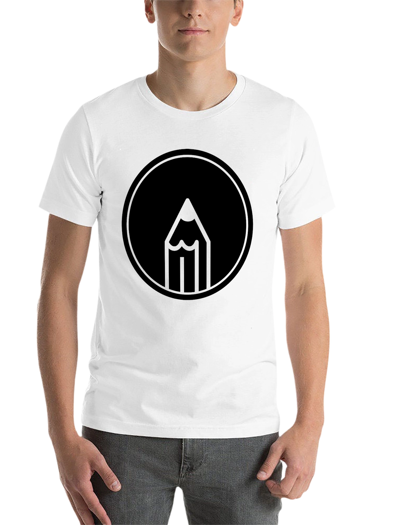 Black Pencil Circle Graphic Black T-Shirt view 14