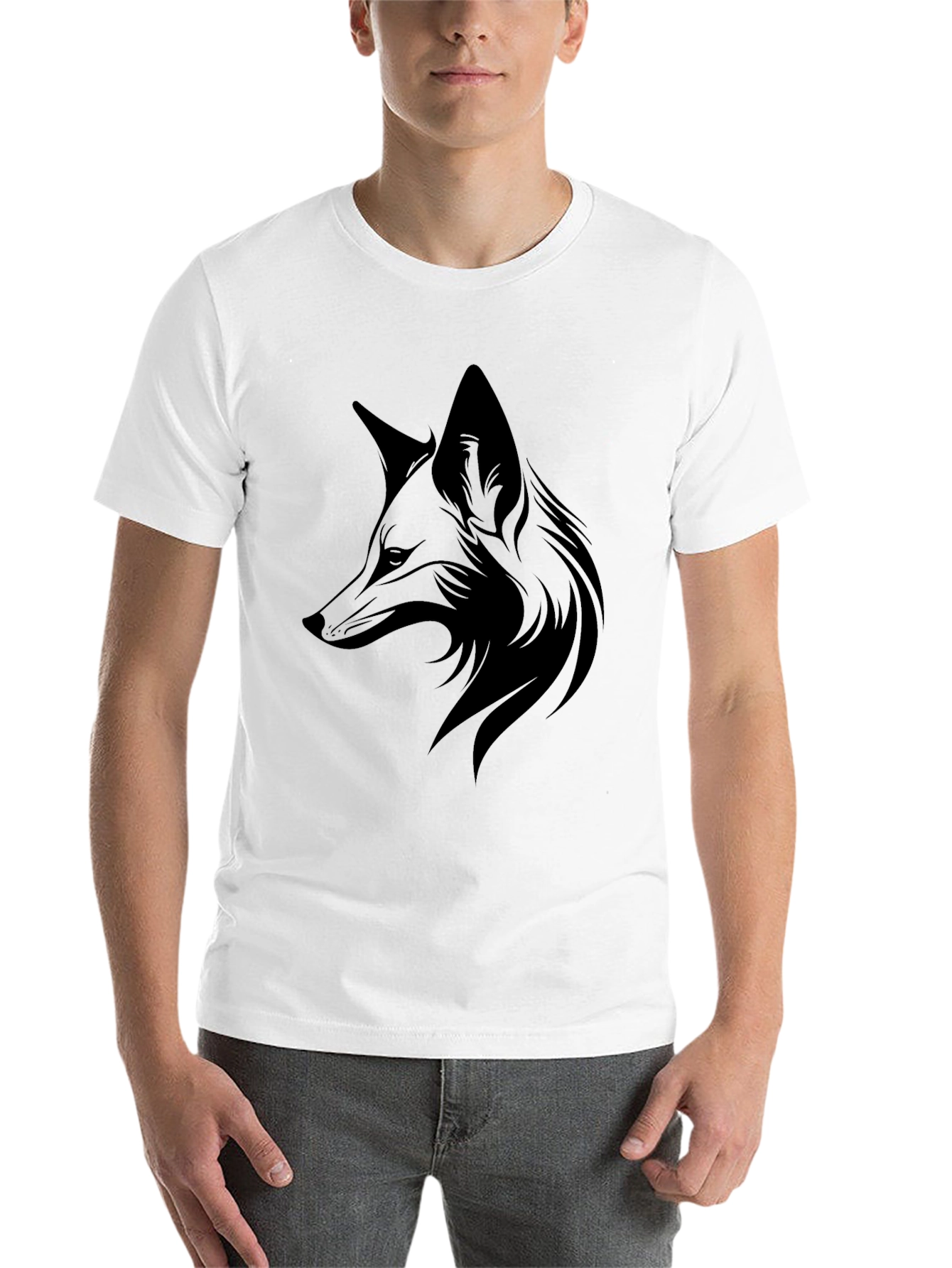 Black Men's Black Fox Graphic Tee - Stylish & Unique view 14