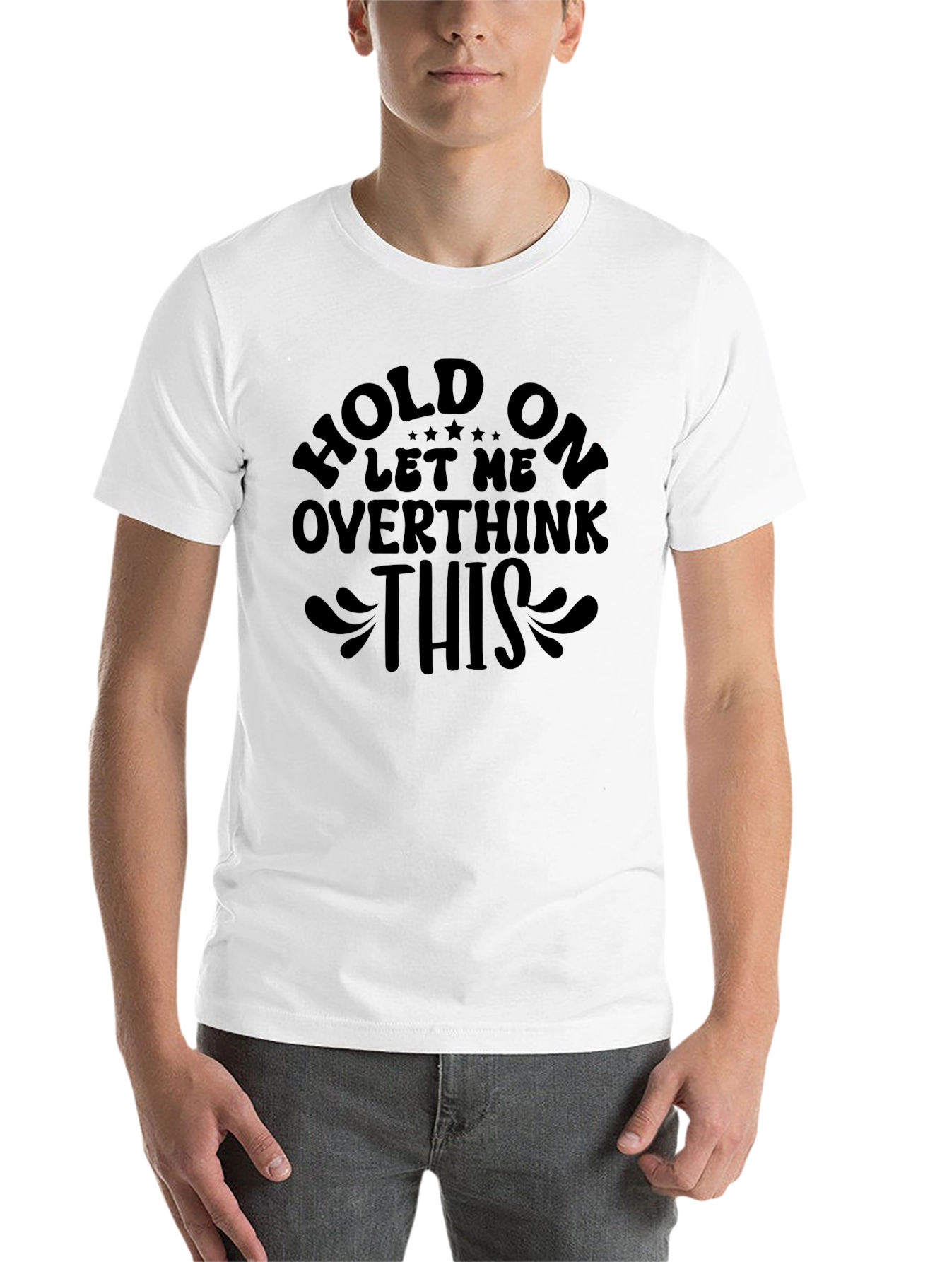 Black Overthinker Tee - Hold On Let Me Overthink This Black T-Shirt view 14