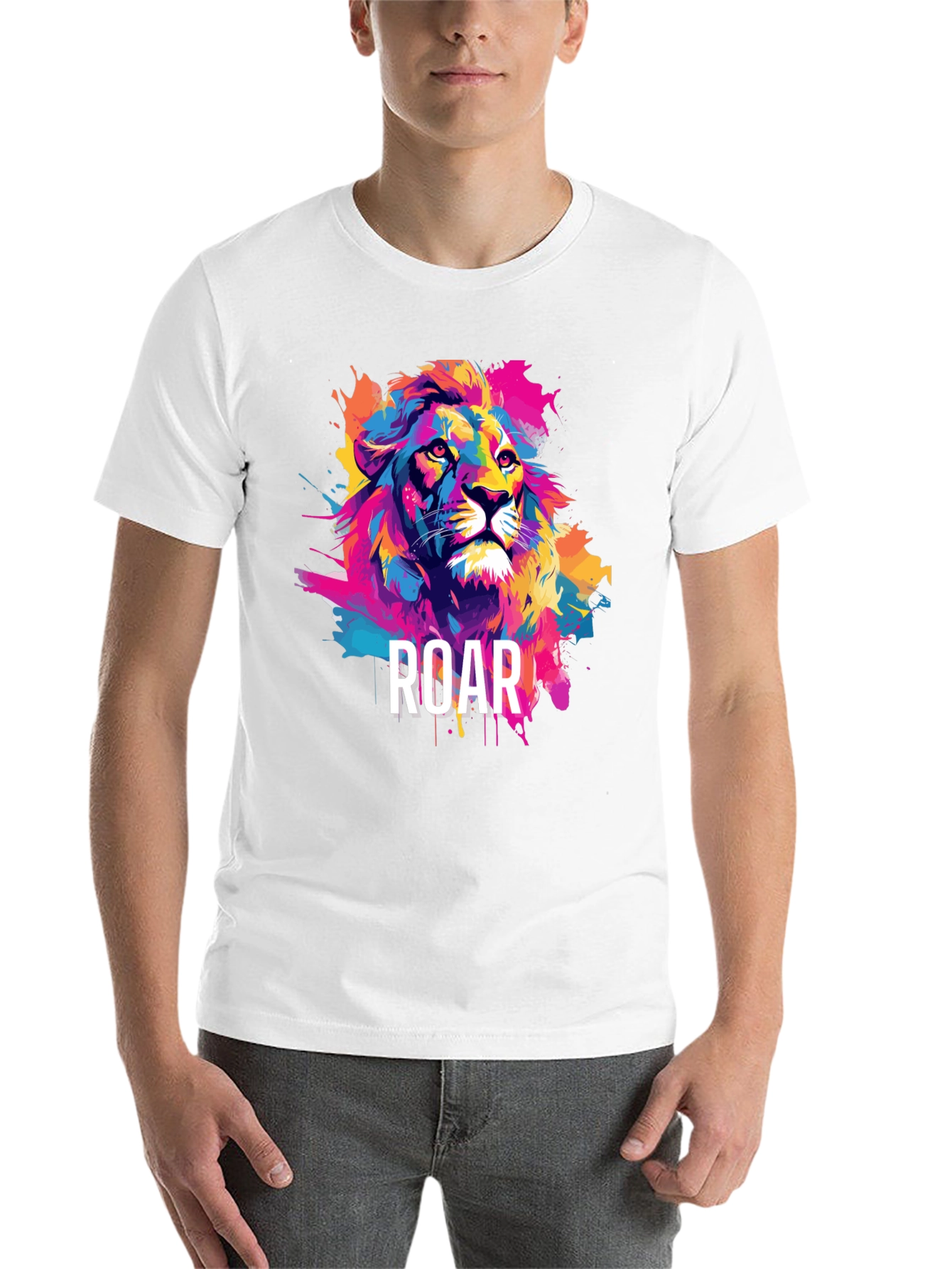 Black Colorful Lion Graphic Tee - ROAR view 14
