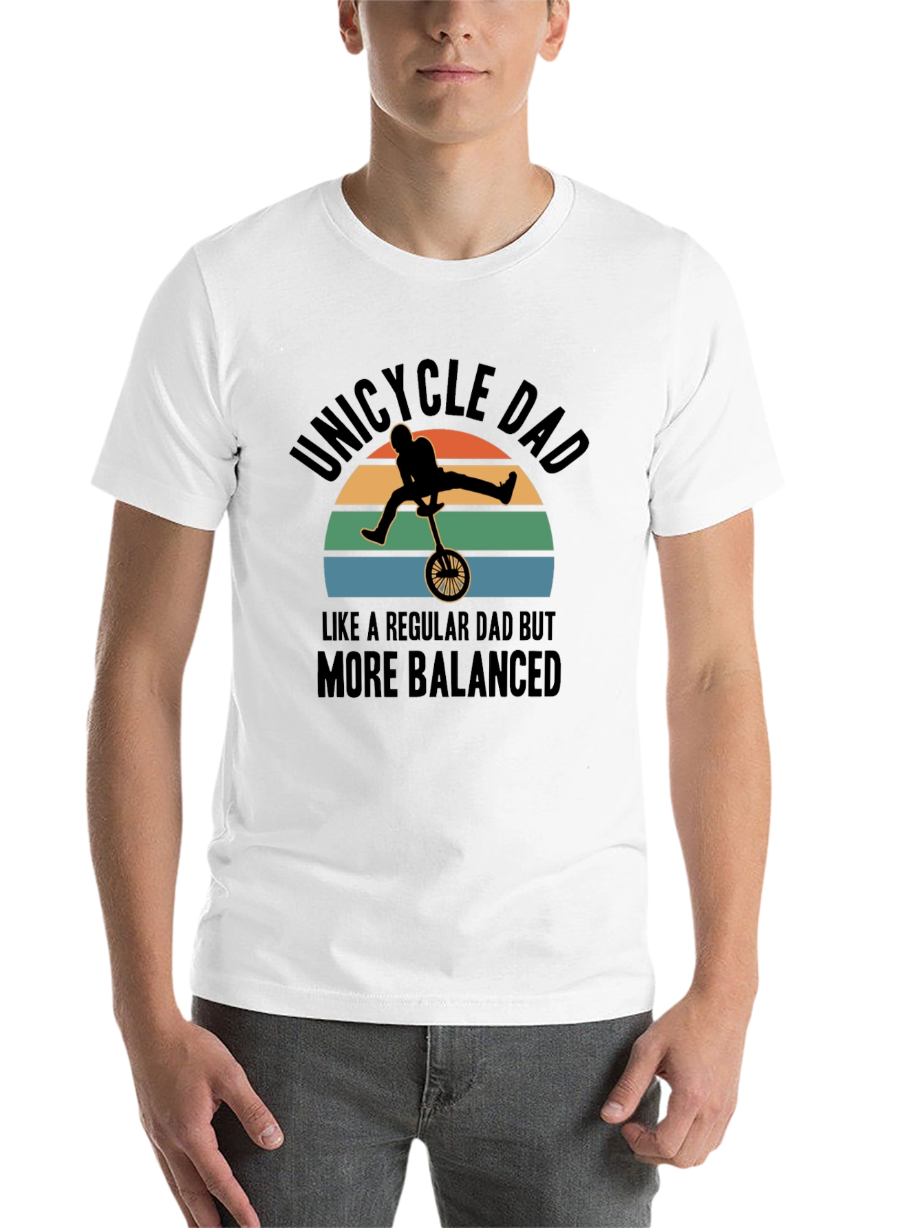 Black Unicycle Dad T-Shirt - Balanced Father's Day Gift view 14