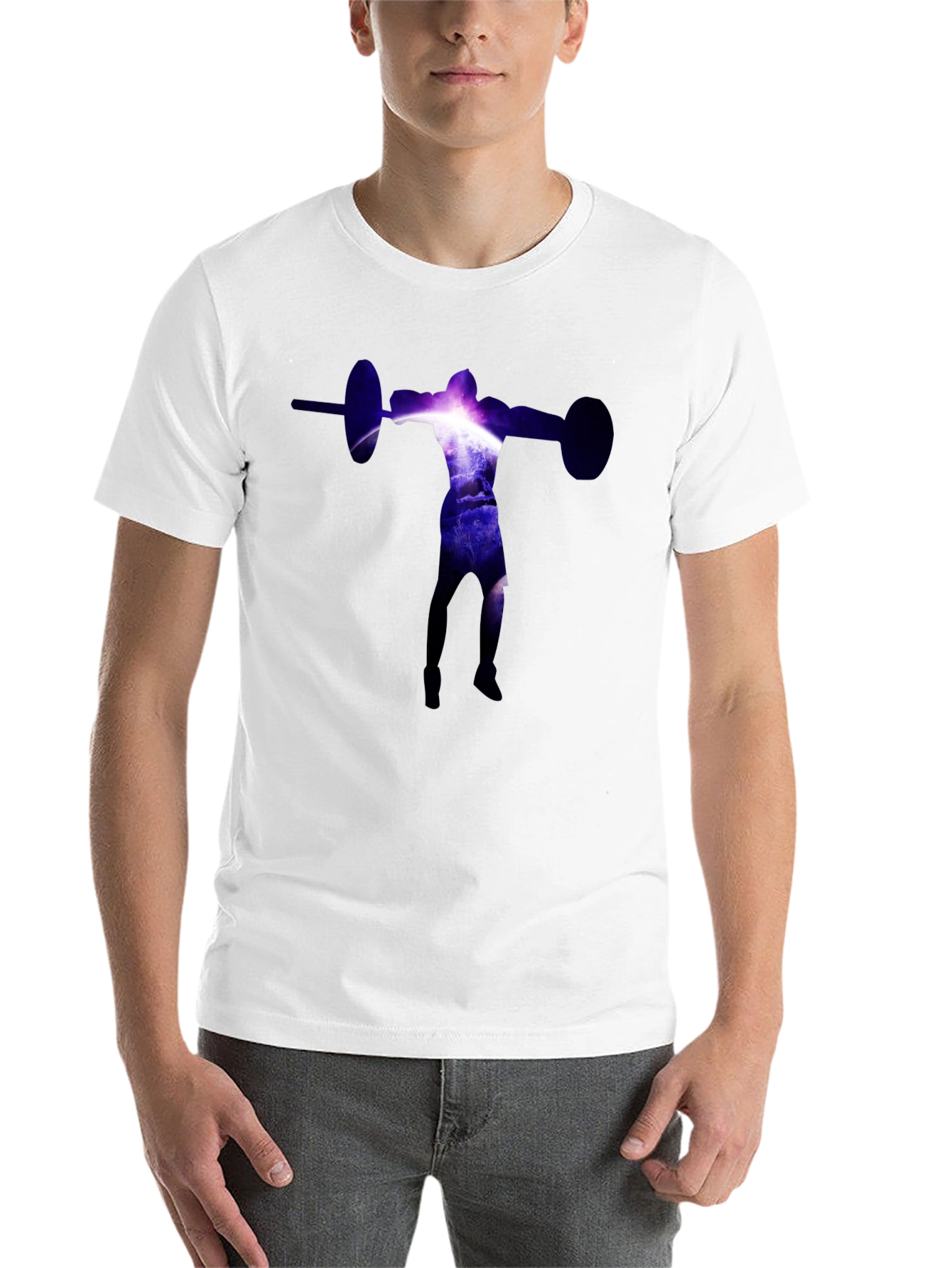 Black Galaxy Weightlifter Graphic Tee - Black Cotton Shirt view 14