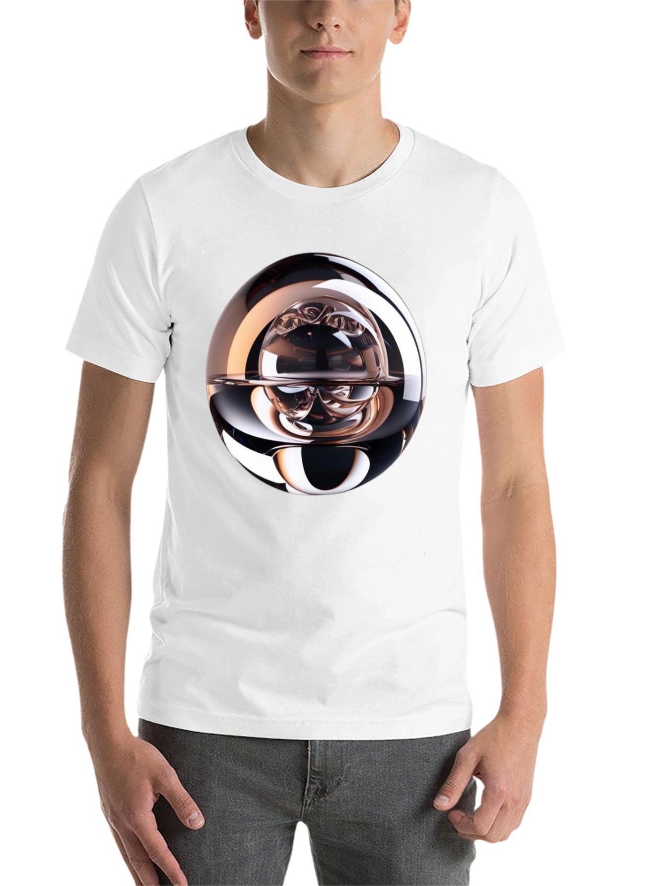Black Abstract Sphere Graphic Tee - Modern Black T-Shirt view 14