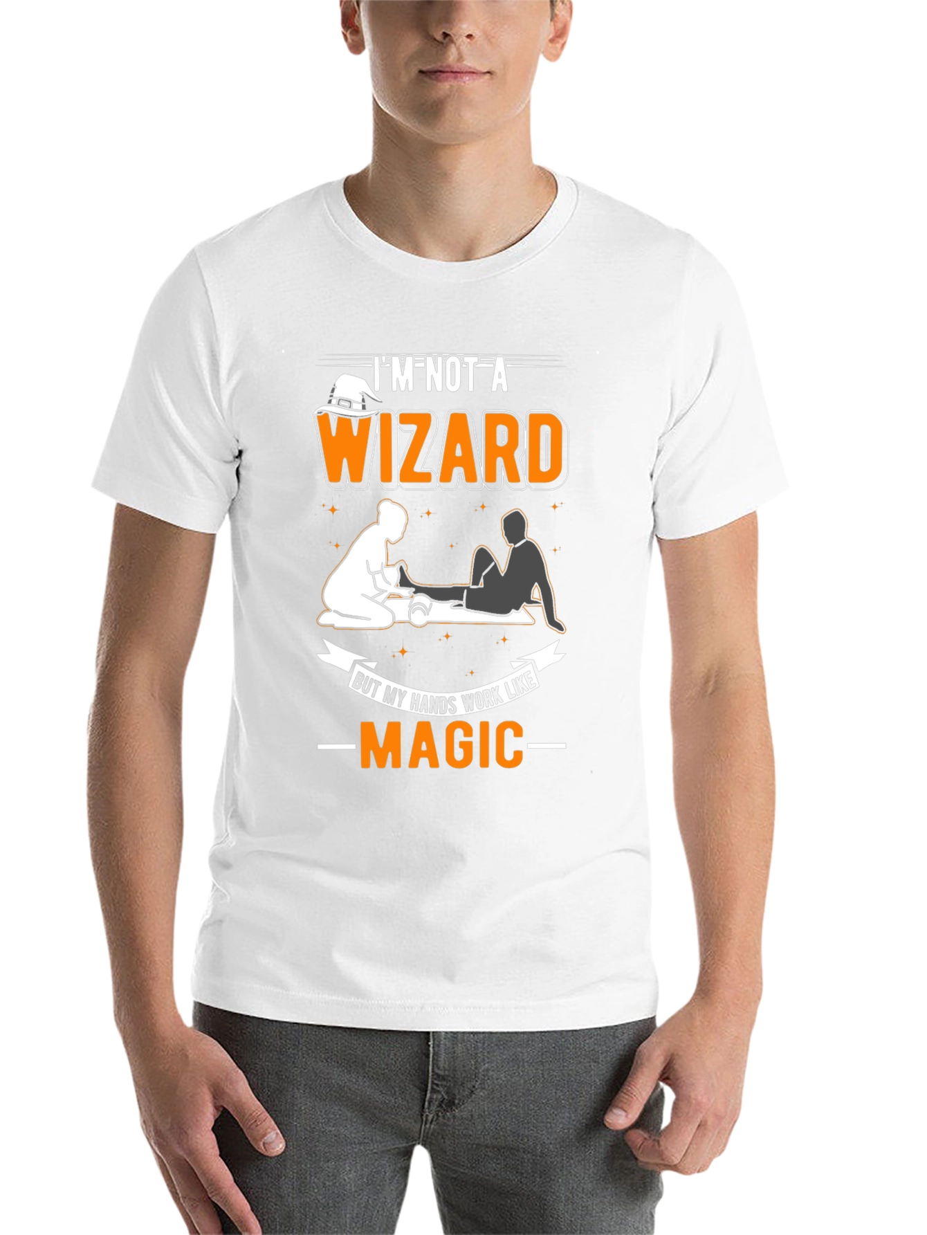 Black I'm Not A Wizard Massage Therapist T-Shirt view 14