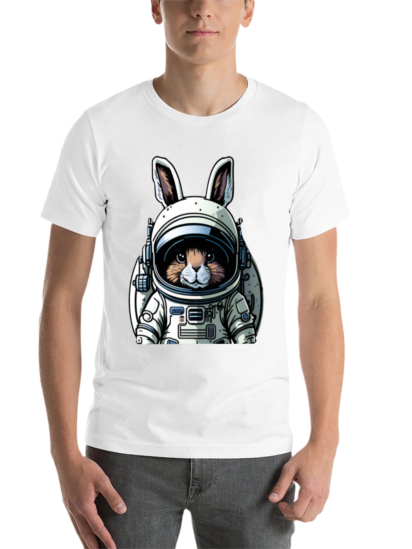 Black Astronaut Bunny Black T-Shirt view 14