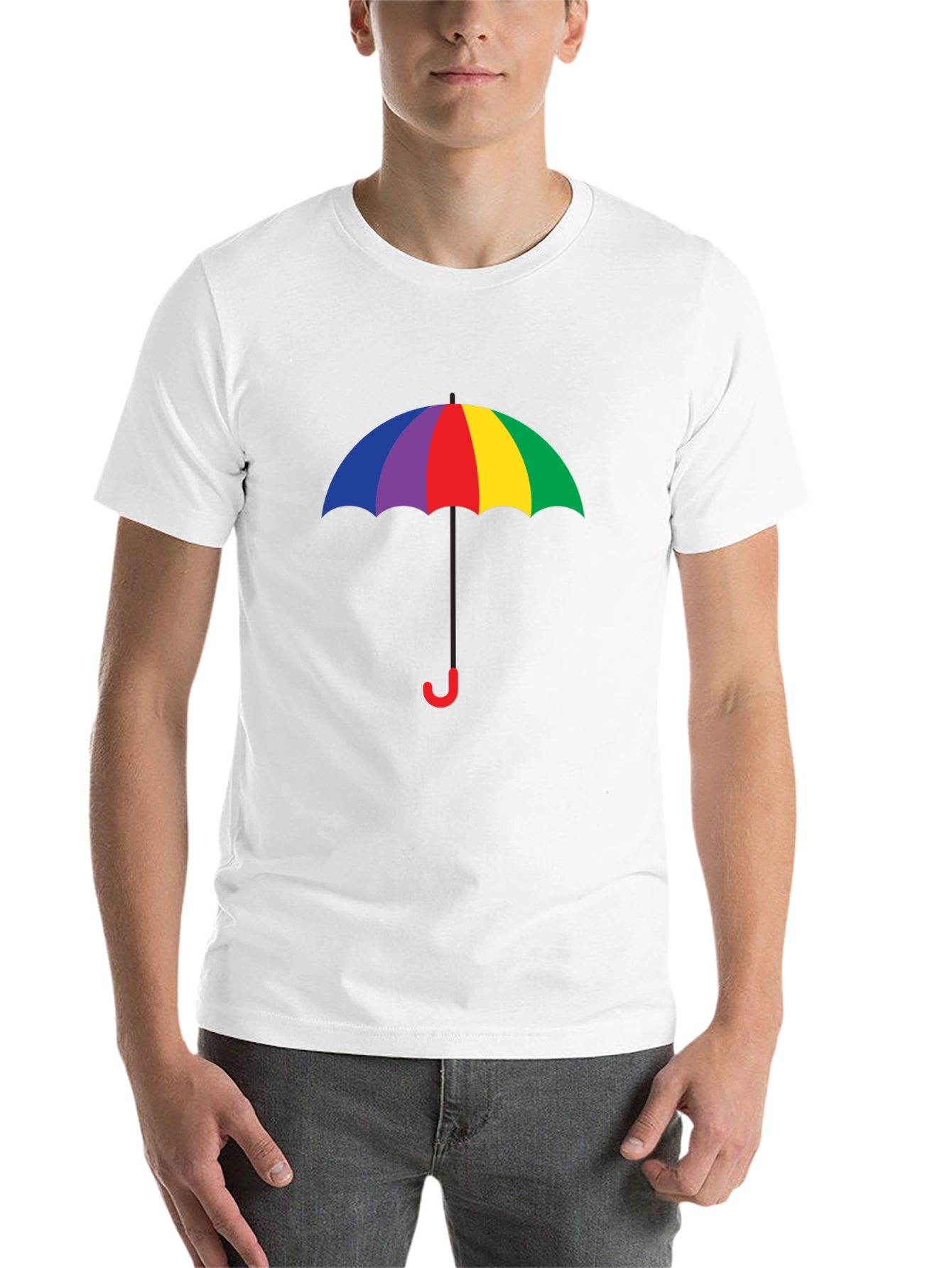 Black Rainbow Umbrella Graphic Tee - Black Cotton Blend view 14