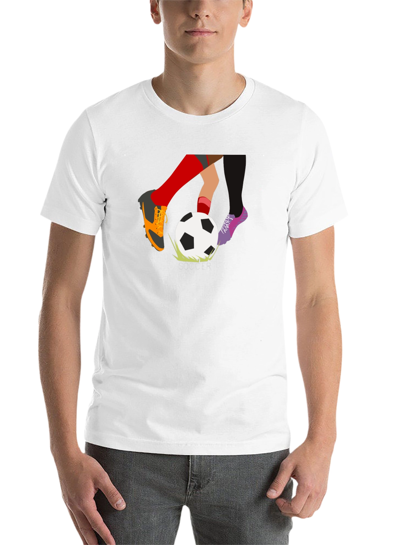 Black Soccer Kick T-Shirt - Black, Unique Design view 14