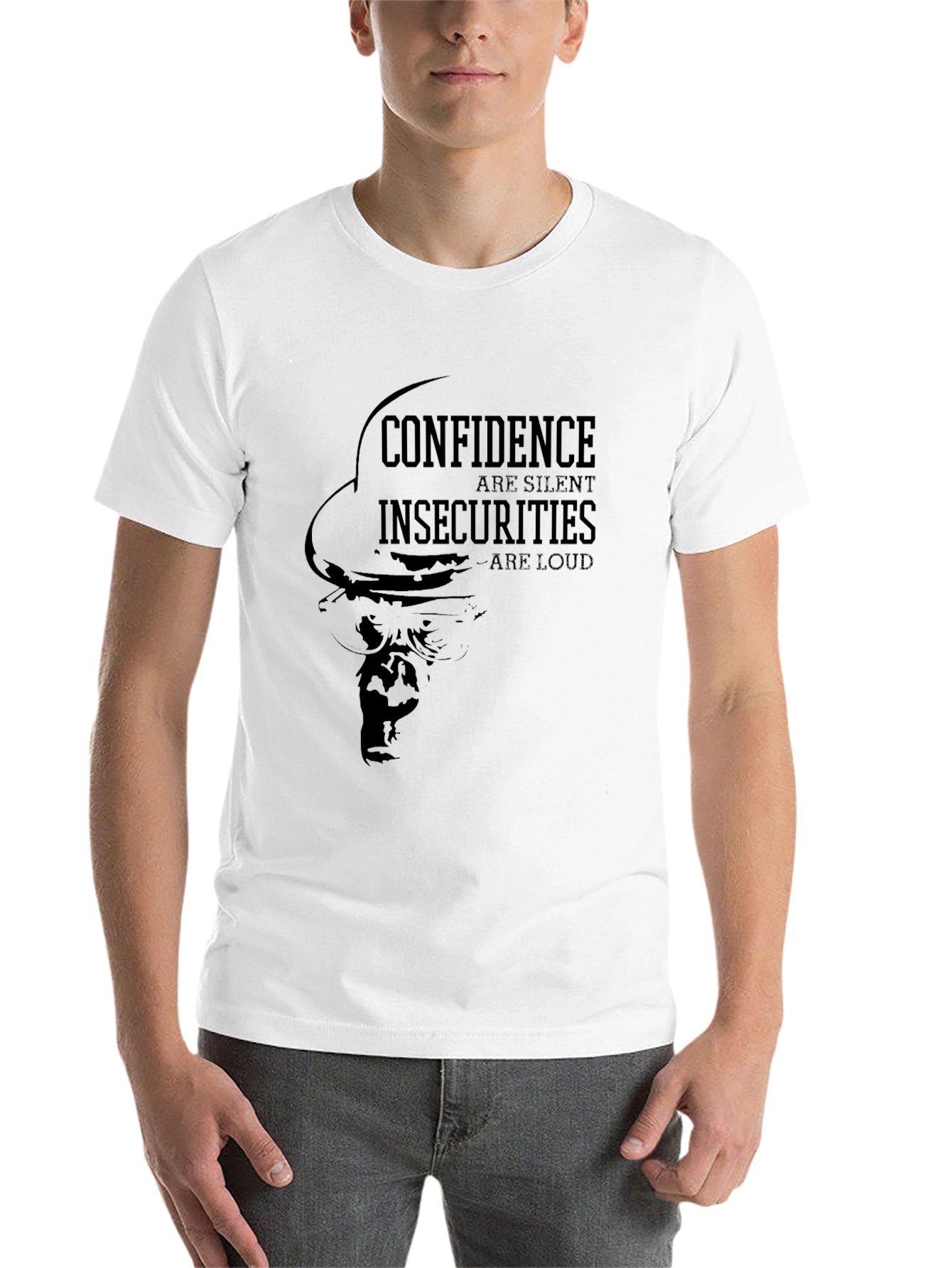 Black Confidence Insecurities Graphic T-Shirt view 14
