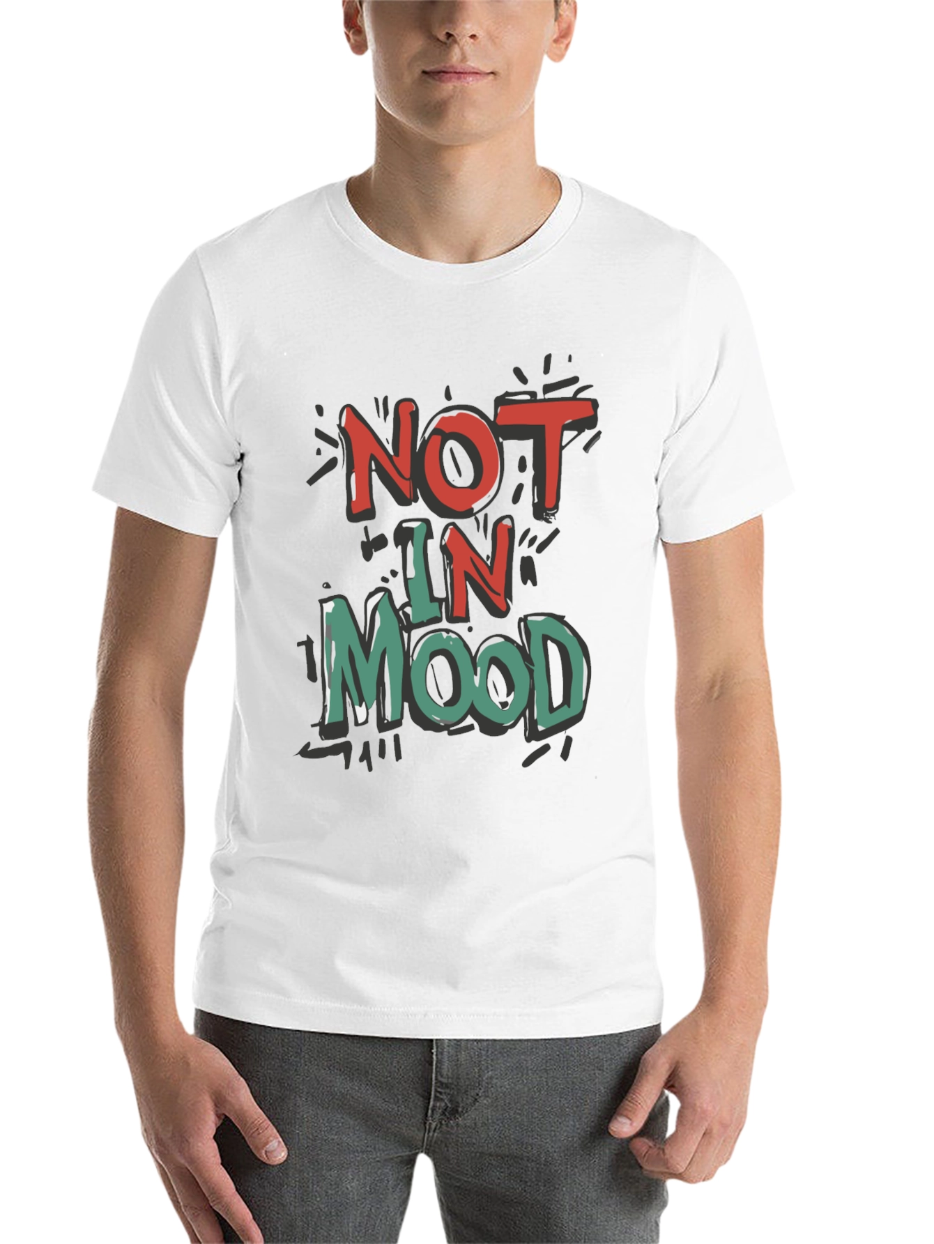 Black Not in Mood Graphic Tee - Unisex Casual T-Shirt view 14