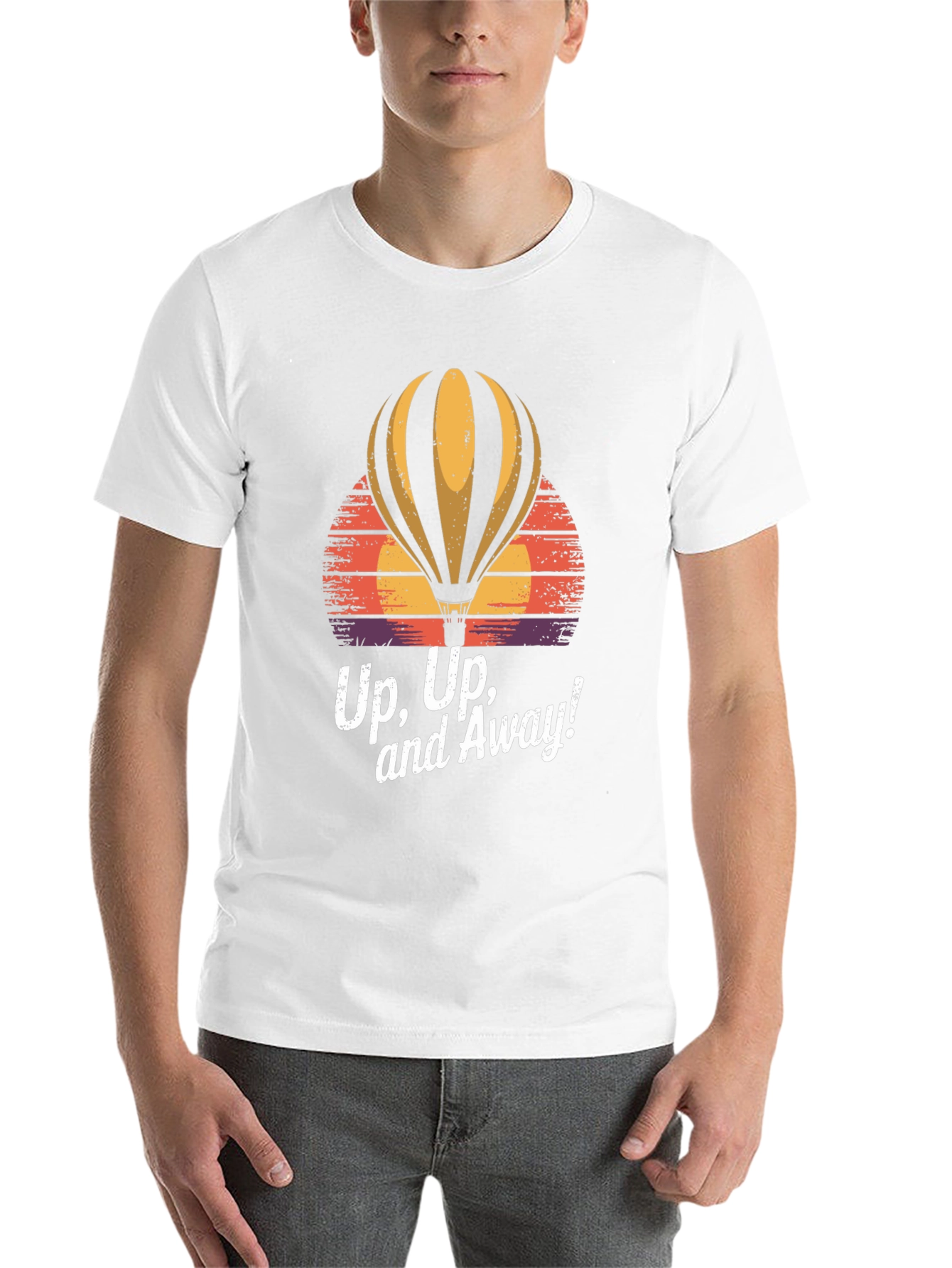 Black Up, Up, and Away! Graphic Tee - Hot Air Balloon Sunset view 14